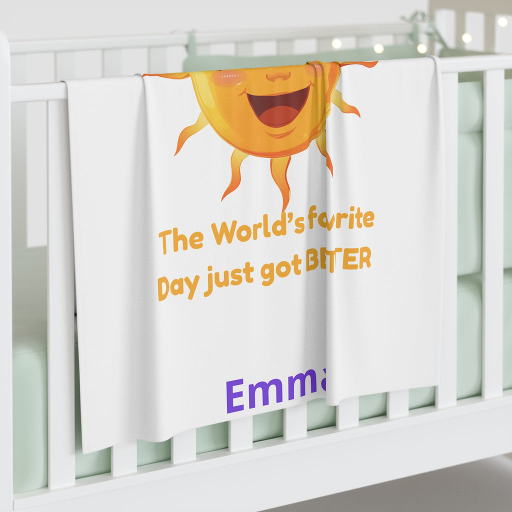 Personalized Baby Swaddle Blanket - Born on Sunday - Little Ray of Sunday
