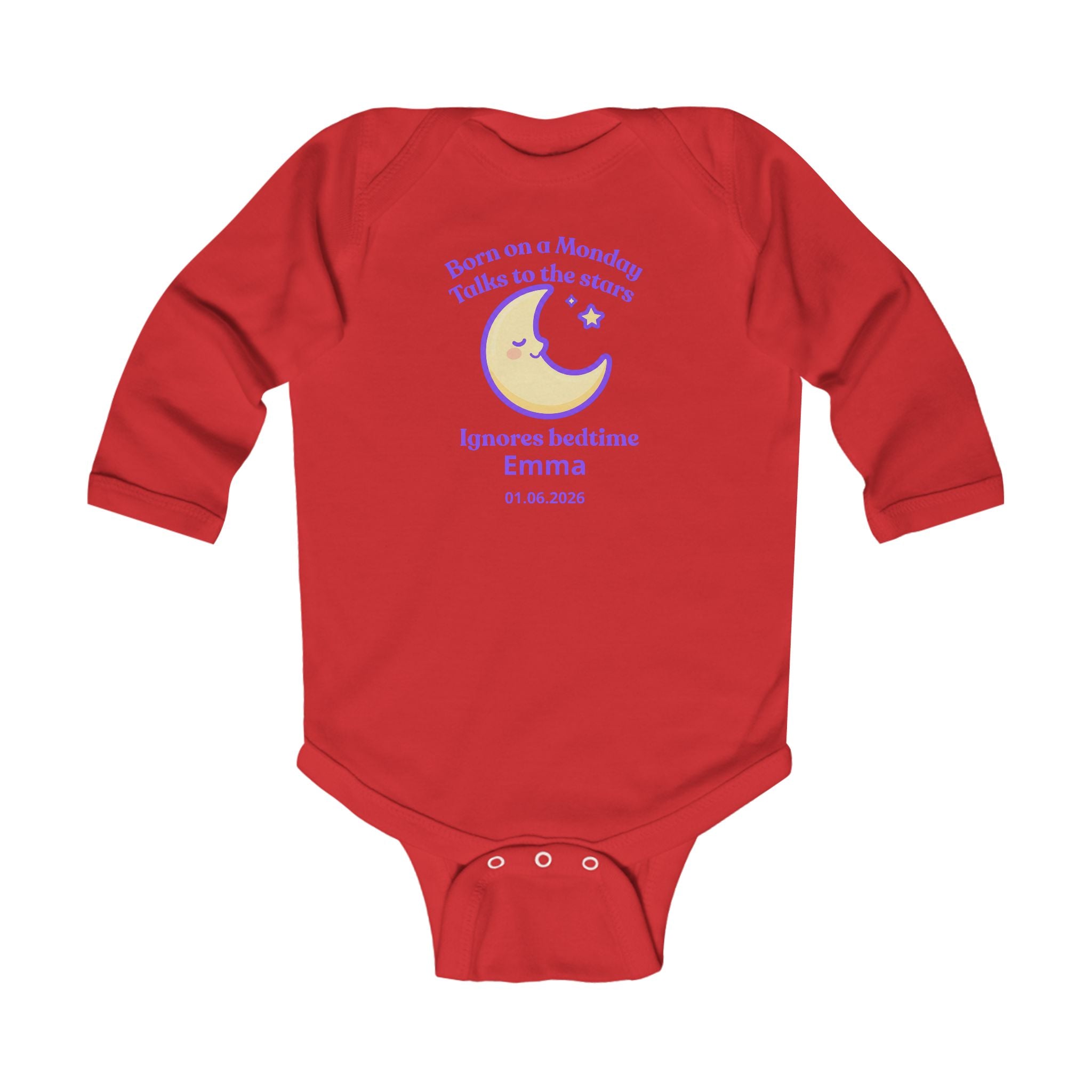 Personalized Baby Pajama - Born on Monday - Ignores Bedtime