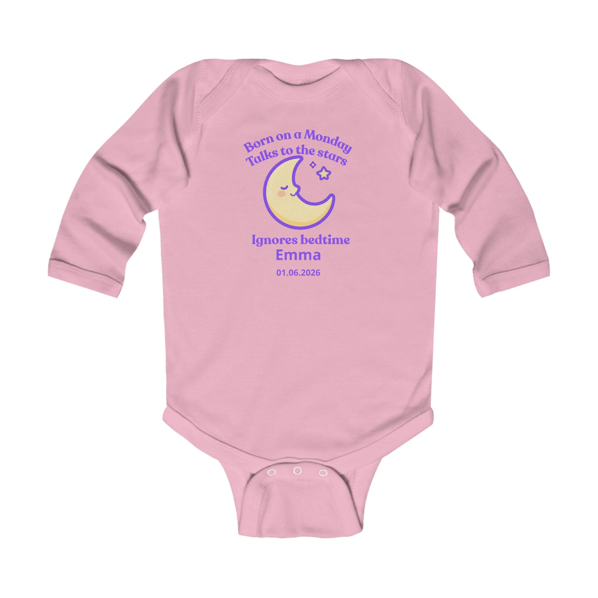 Personalized Baby Pajama - Born on Monday - Ignores Bedtime