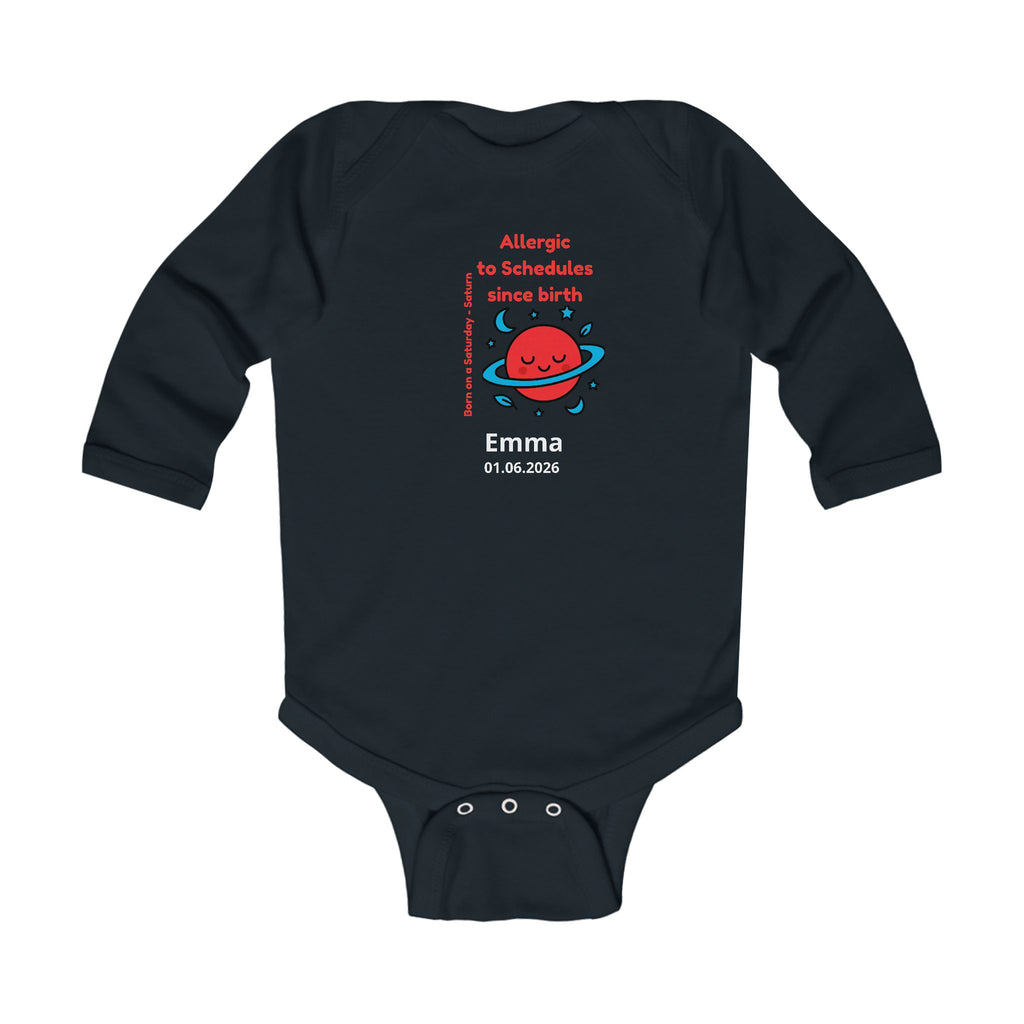 Personalized Baby Pajama - Born on Saturday - Allergic to Schedules