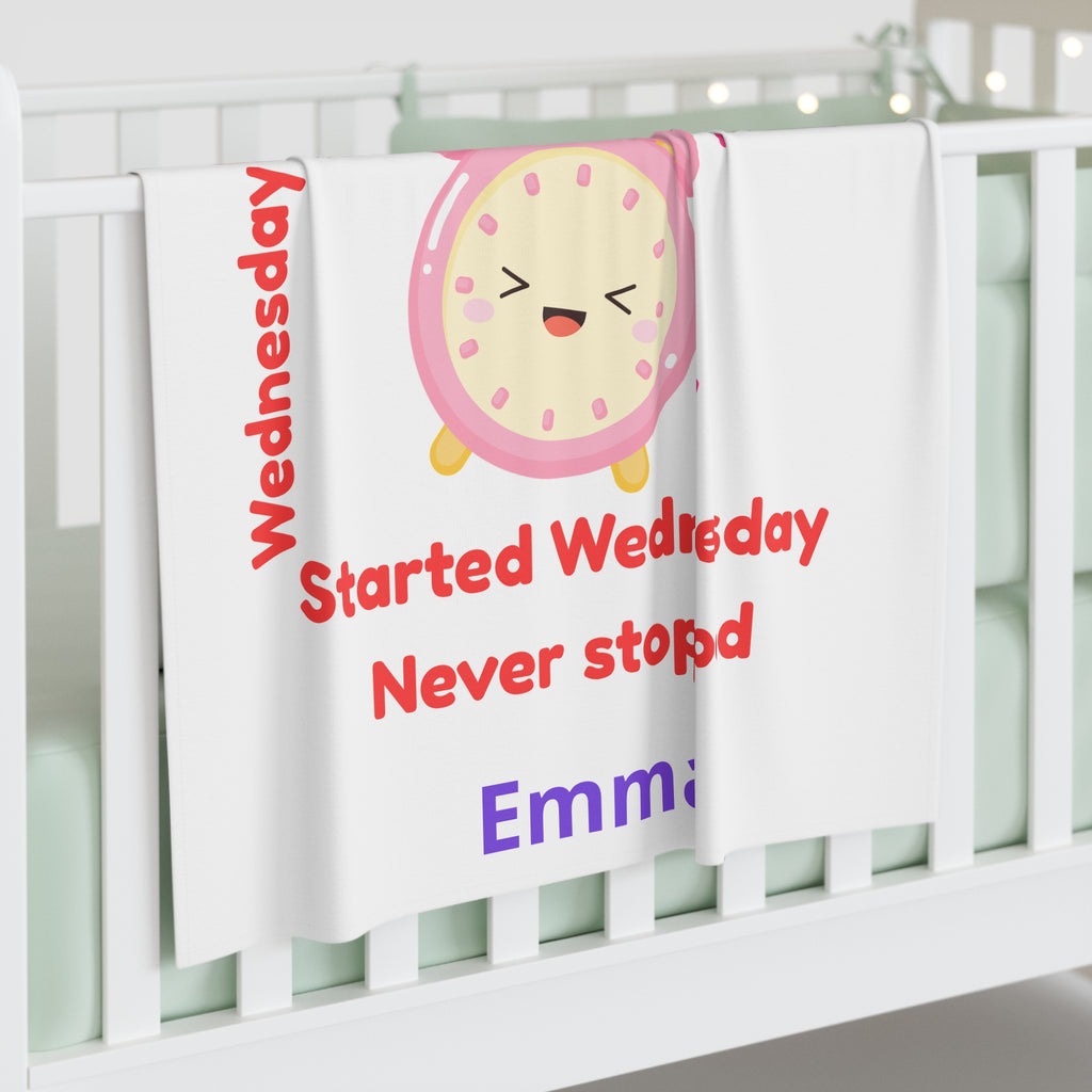 Personalized Baby Swaddle Blanket - Born on Wednesday - Chaos Coordinator Junior