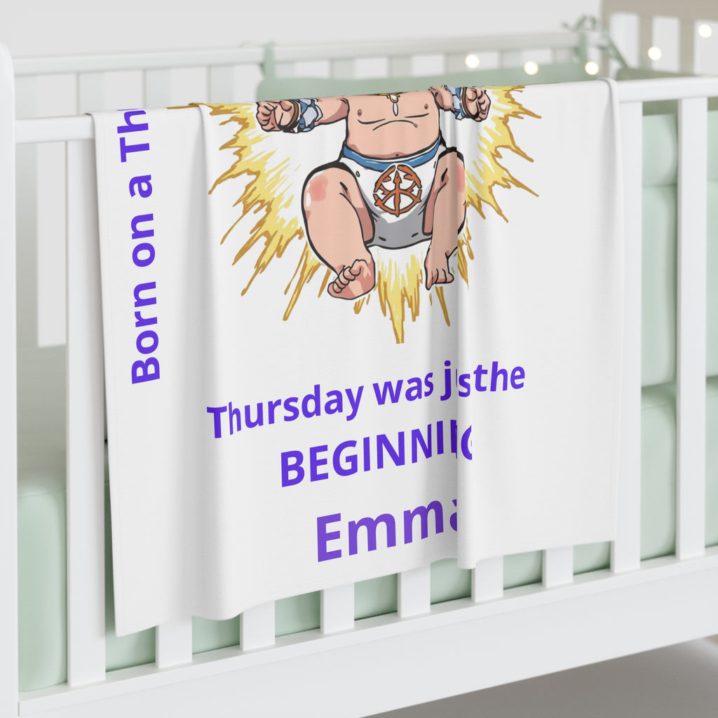 Personalized Baby Swaddle Blanket - Born on Thursday - Future Boss