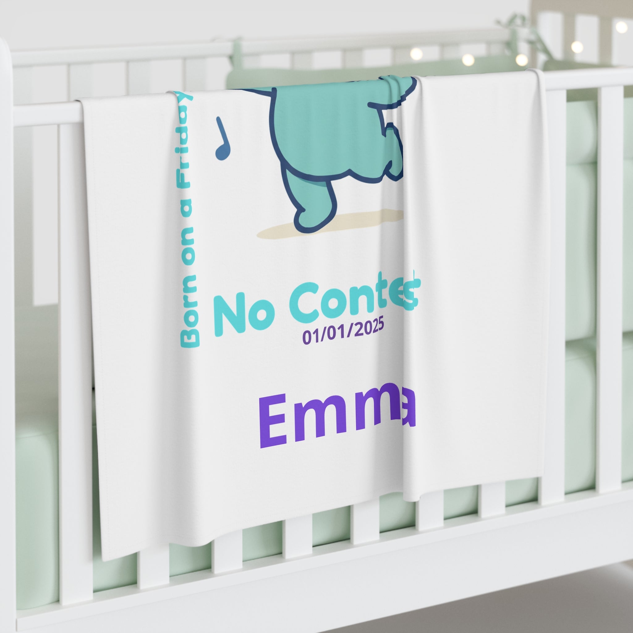 Personalized Baby Swaddle Blanket - Born on Friday - No Contest