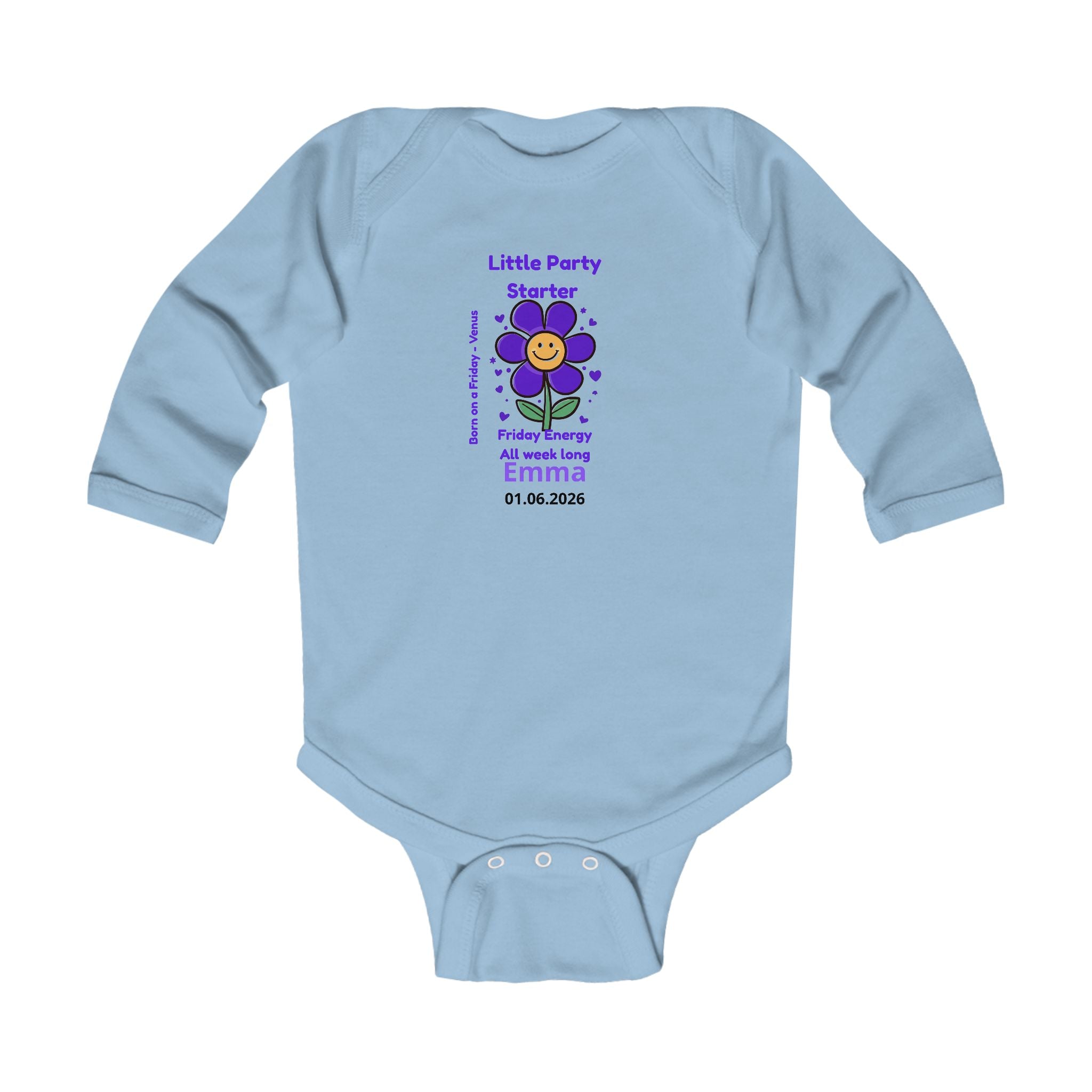 Personalized Baby Pajama - Born on Friday - Little Party Starter