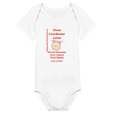 Personalized Baby Bodysuit - Born on Wednesday - Chaos Coordinator