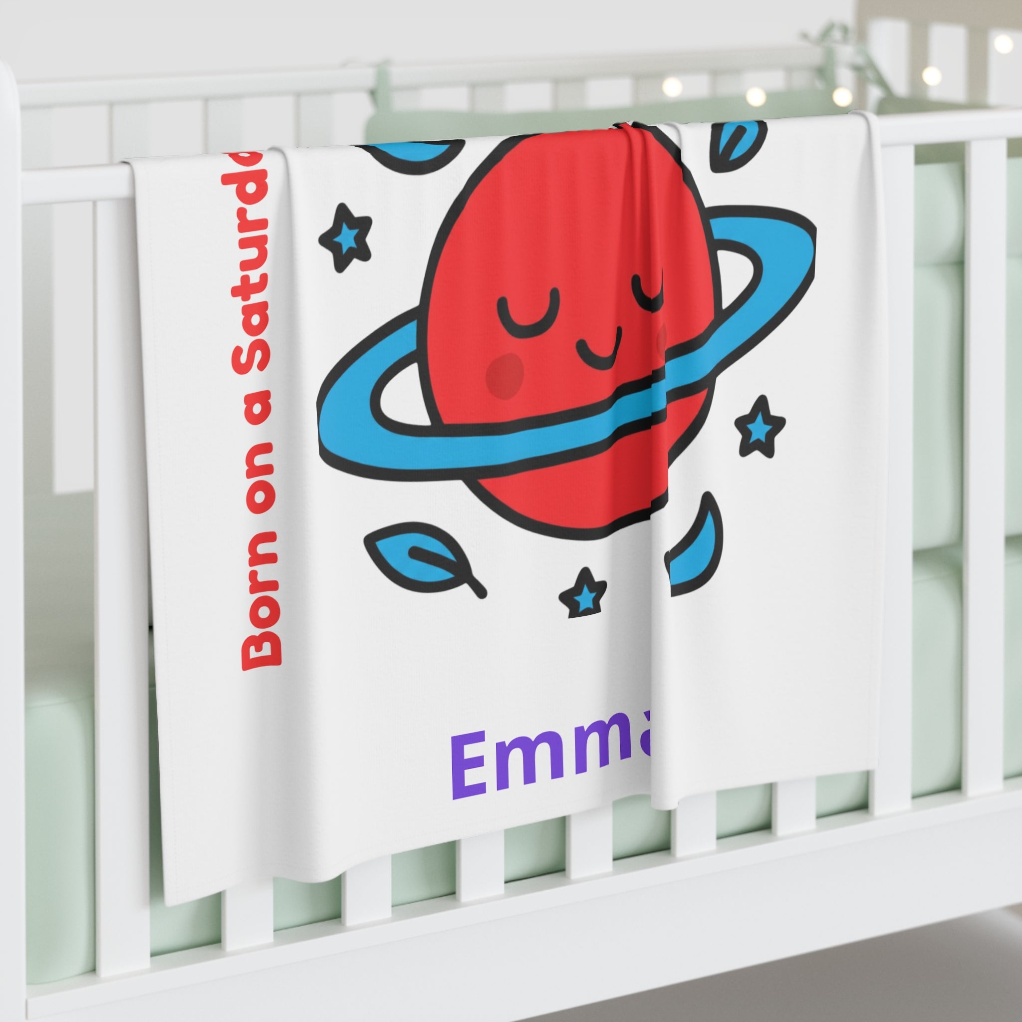 Personalized Baby Swaddle Blanket - Born on Saturday - Allergic to Schedules