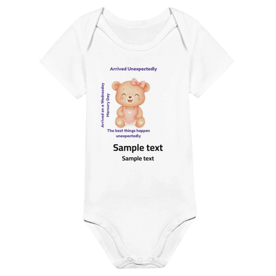 Personalized Baby Bodysuit - Born on Wednesday - Arrived Unexpectedly