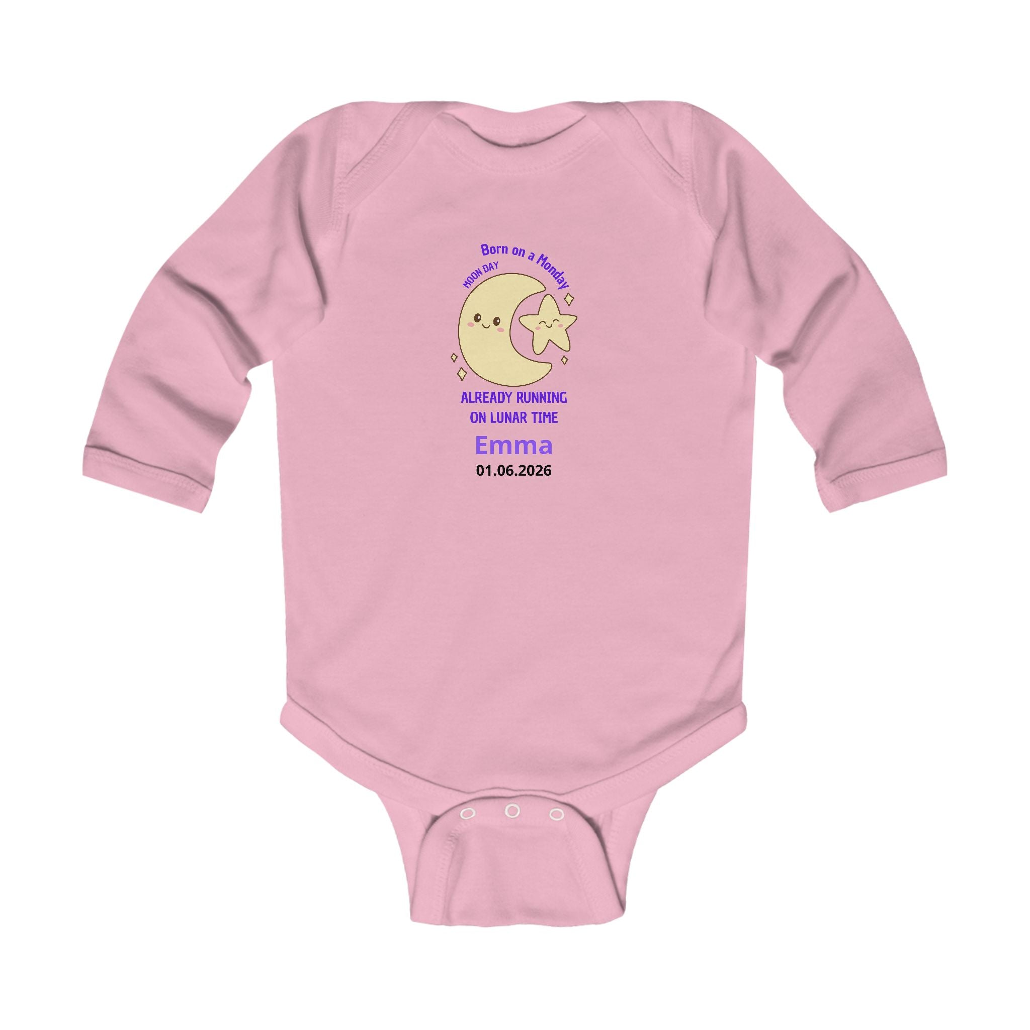 Personalized Baby Pajama - Born on Monday - Running on Lunar Time