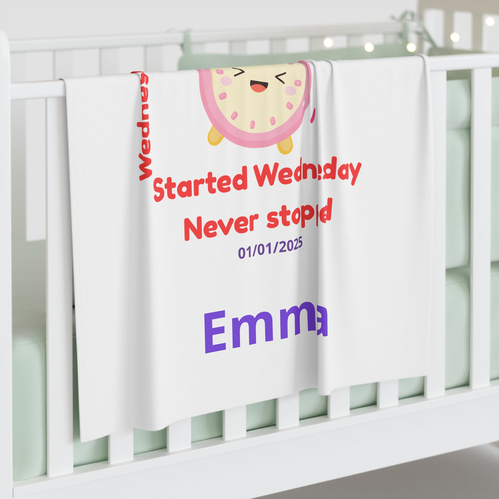 Personalized Baby Swaddle Blanket - Born on Wednesday - Chaos Coordinator Junior