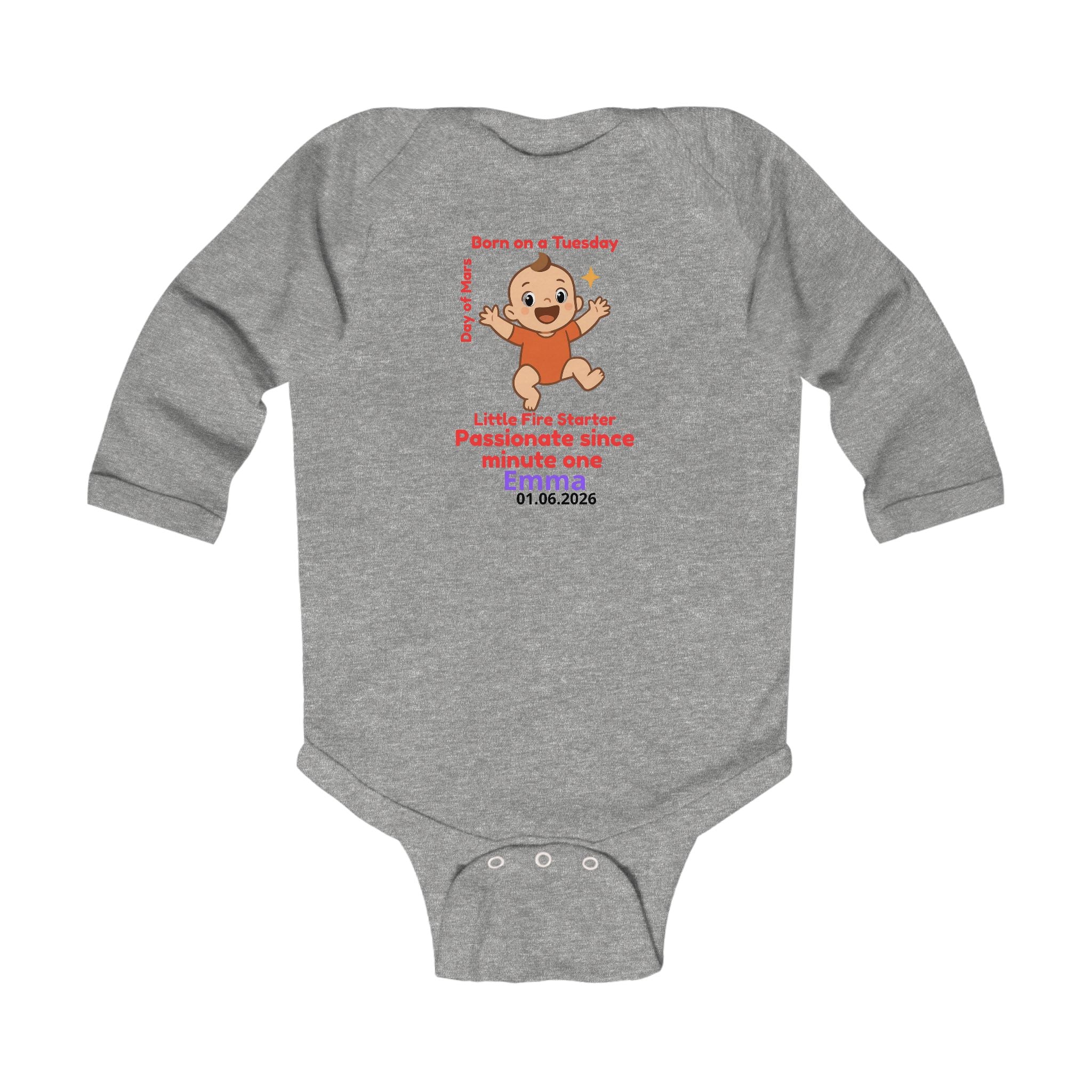 Personalized Baby Pajama - Born on Tuesday - Passionate Since Minute One