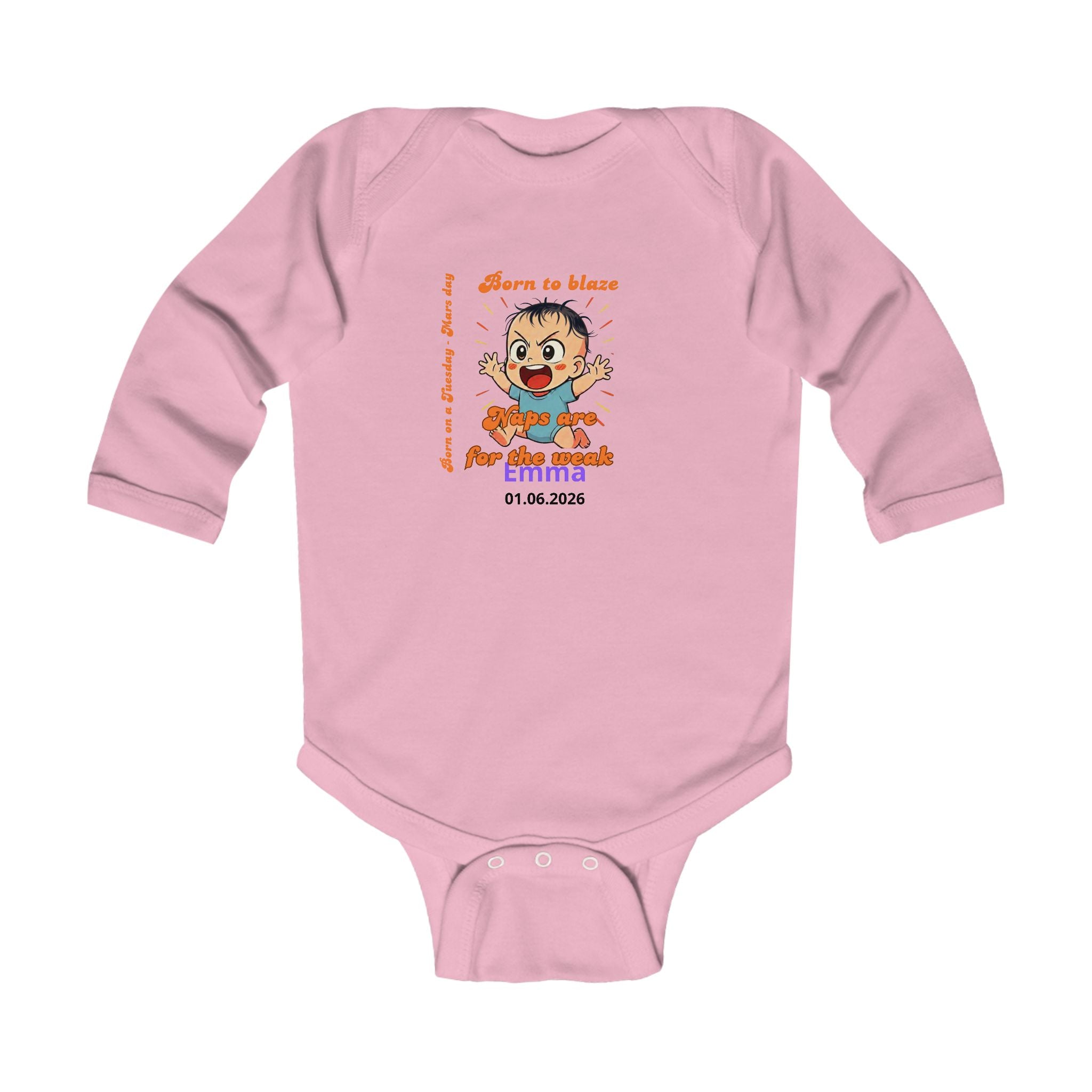Personalized Baby Pajama - Born on Tuesday - Born to Blaze