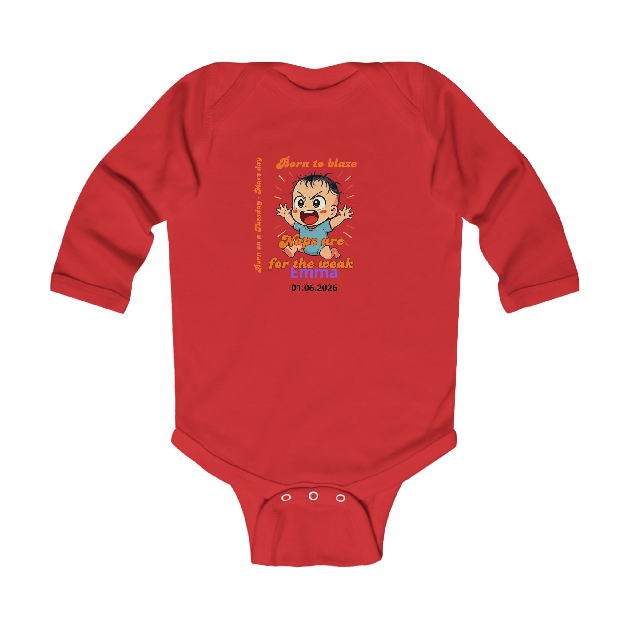 Personalized Baby Pajama - Born on Tuesday - Born to Blaze