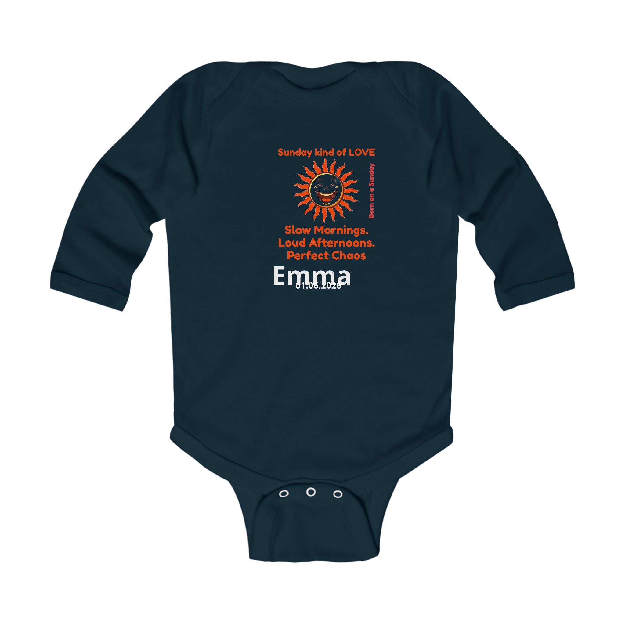 Personalized Baby Pajama - Born on Sunday - Perfect Little Chaos