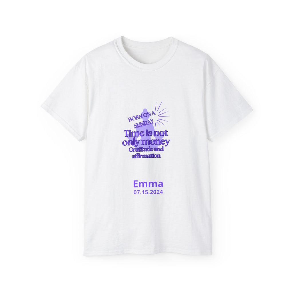 Personalized Sunday T-Shirt - Born on a Sunday, Gratitude and Affirmation