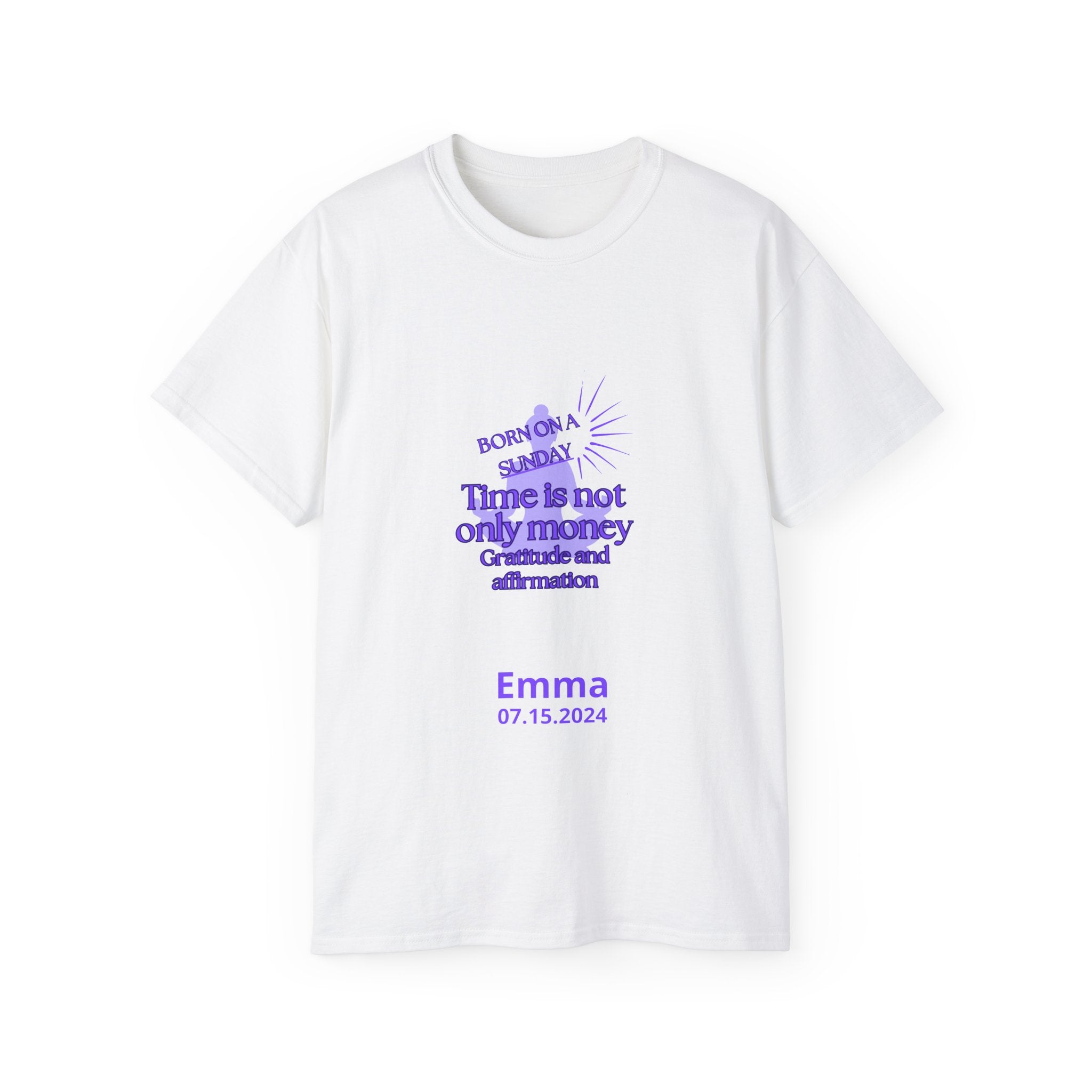 Personalized Sunday T-Shirt - Born on a Sunday, Gratitude and Affirmation