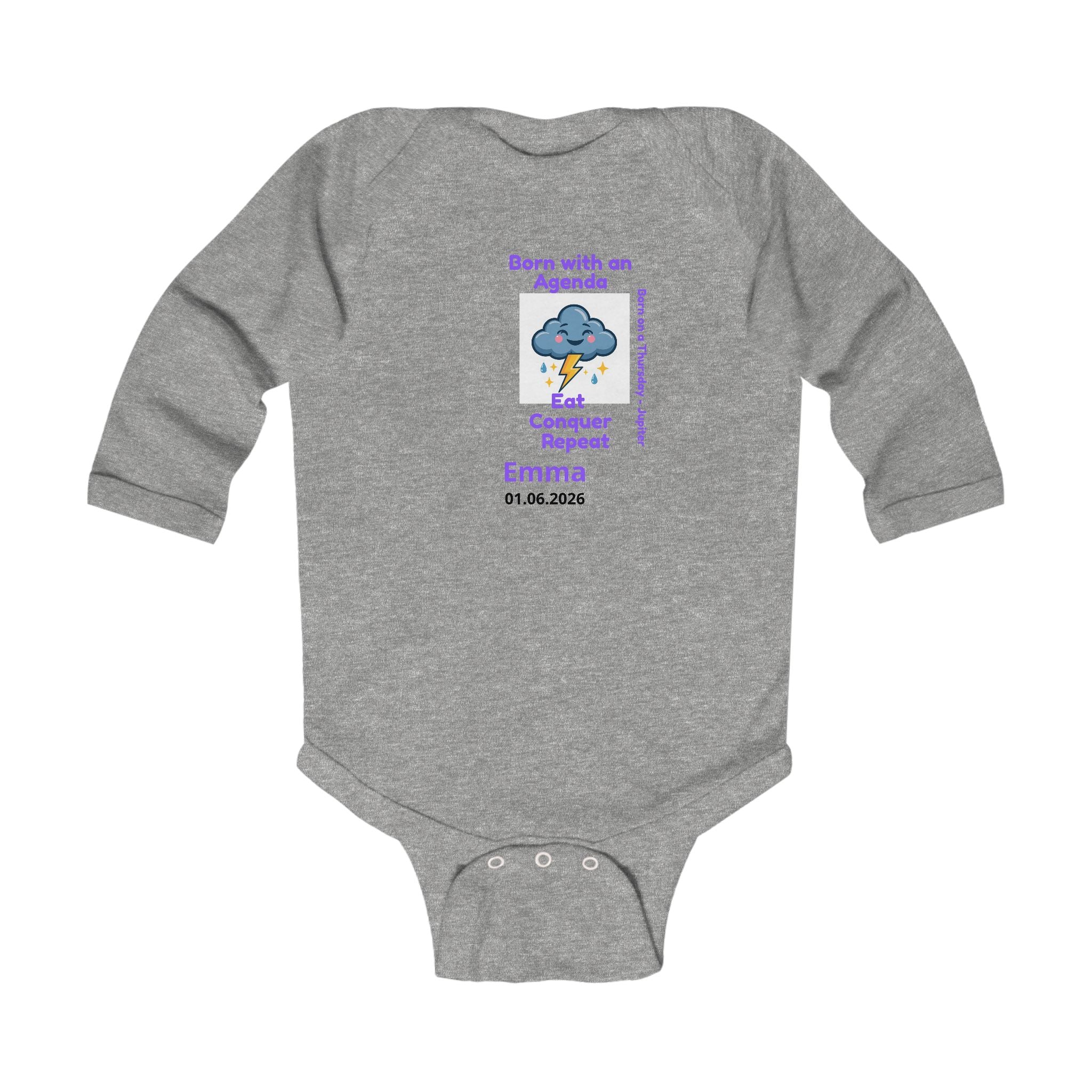 Personalized Baby Pajama - Born on Thursday - Born With an Agenda