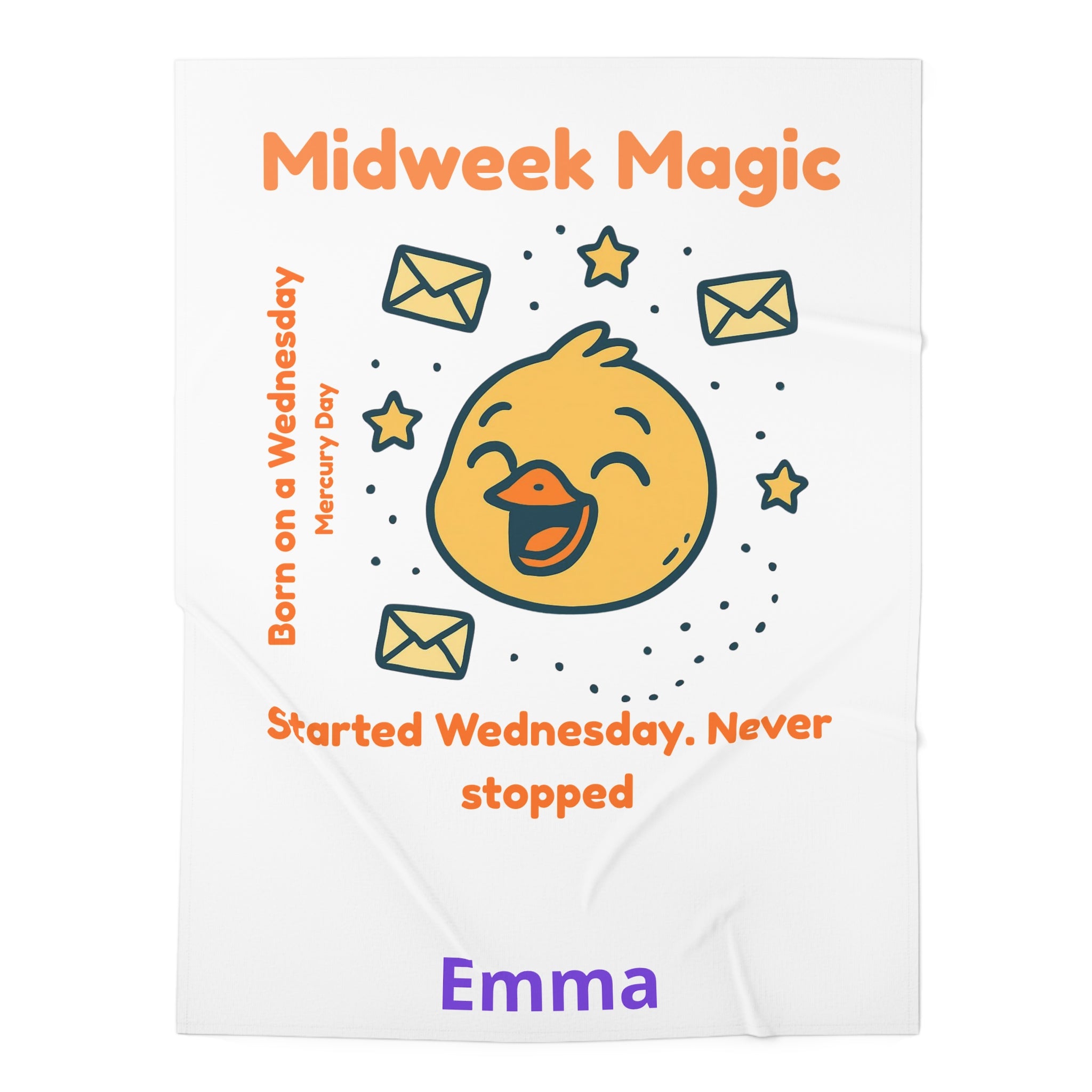Personalized Baby Swaddle Blanket - Born on Wednesday - Started Wednesday Never Stopped