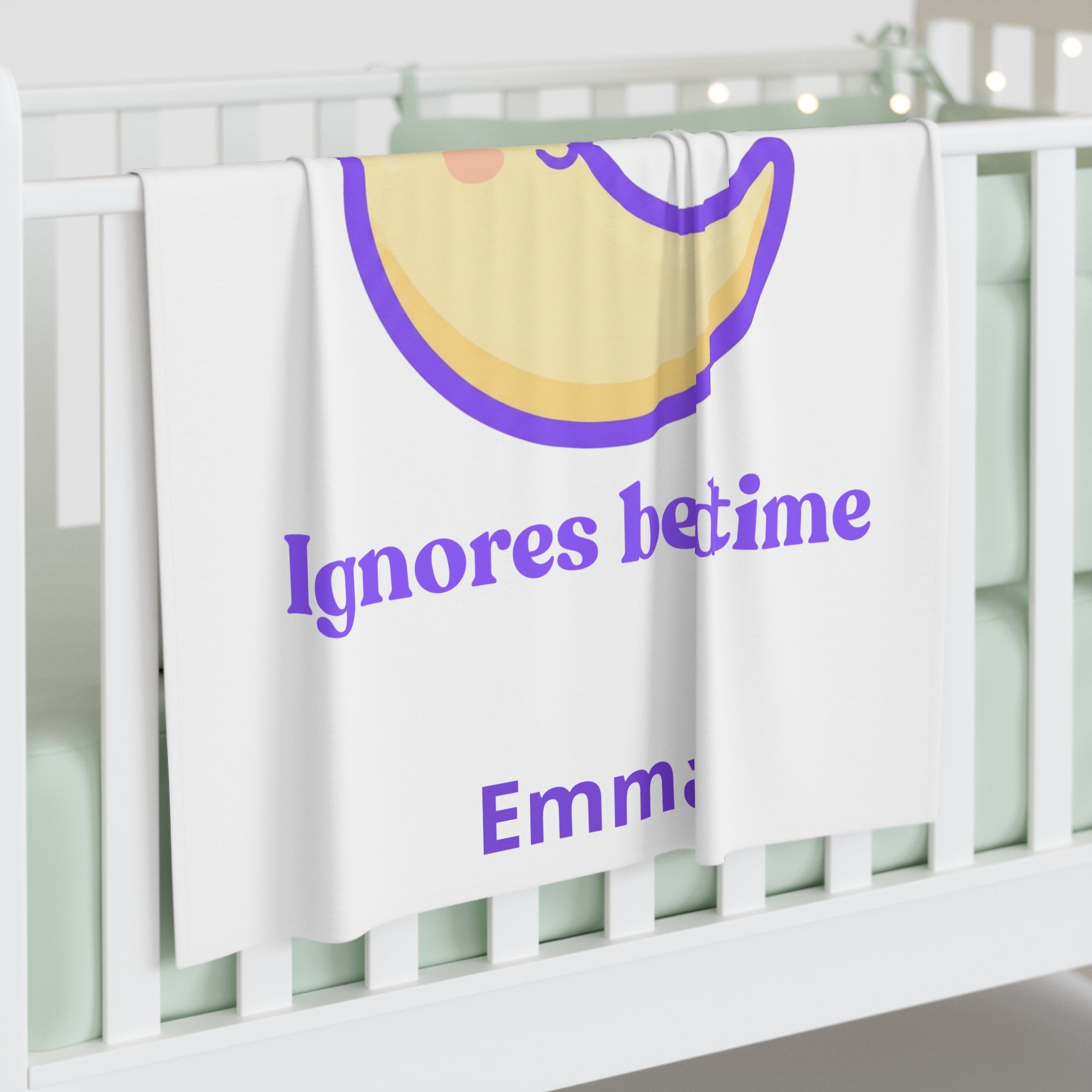Personalized Baby Swaddle Blanket - Born on Monday - Ignores Bedtime