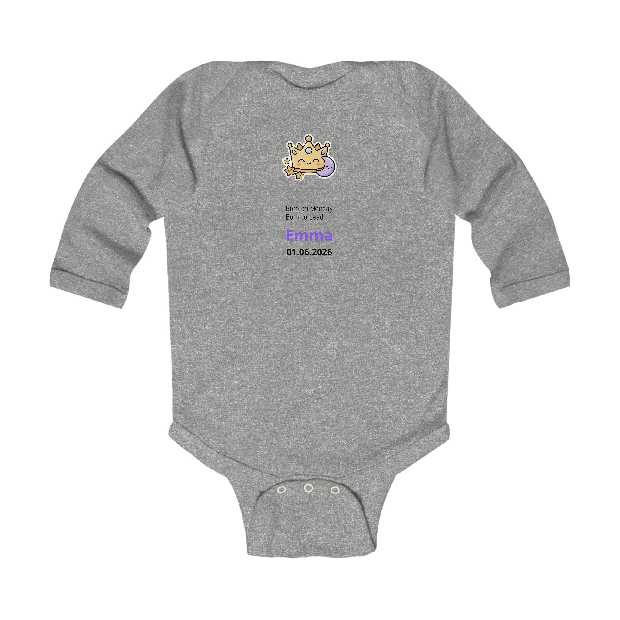 Personalized Baby Pajama - Born on Monday - Born to Lead