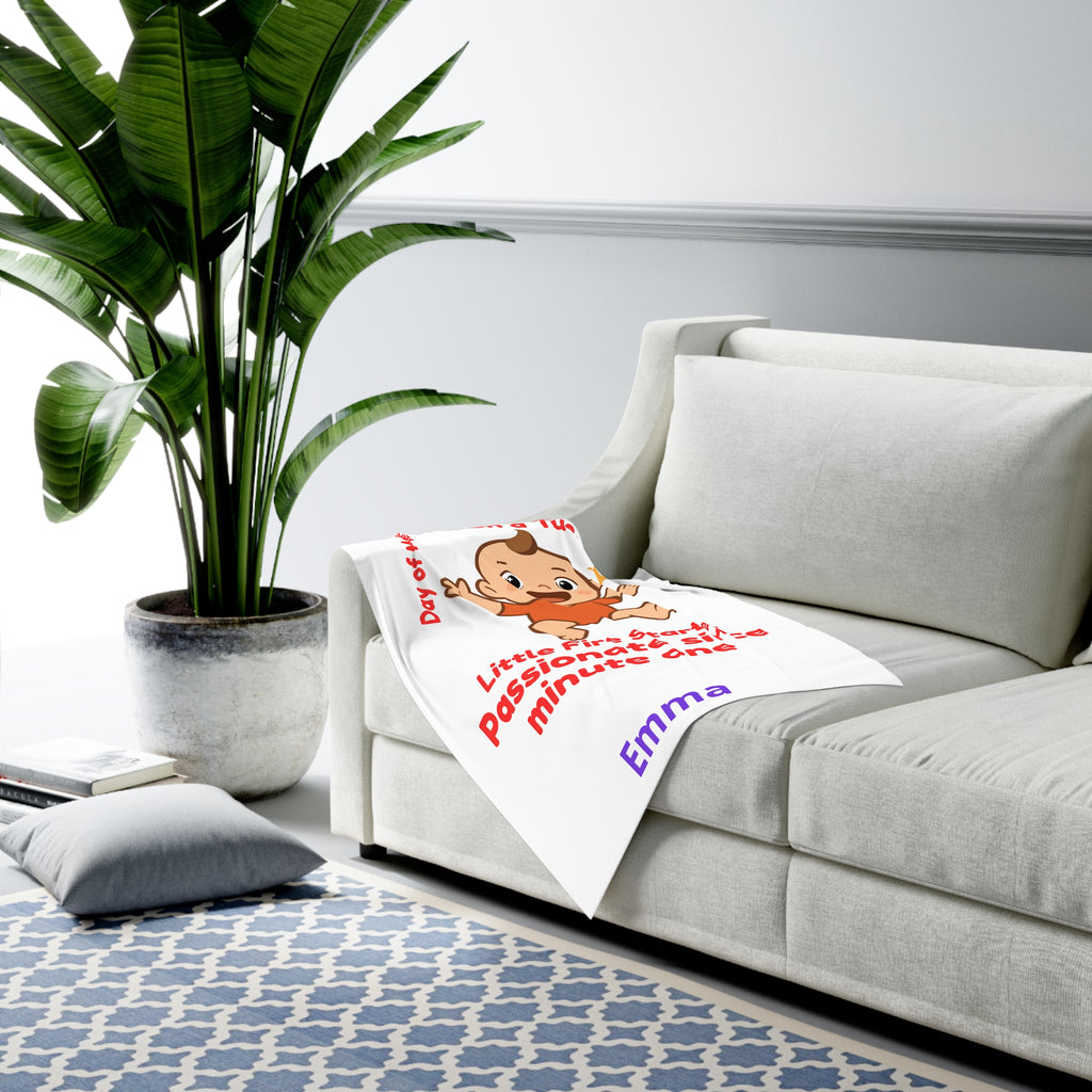 Personalized Baby Swaddle Blanket - Born on Tuesday - Little Fire Starter