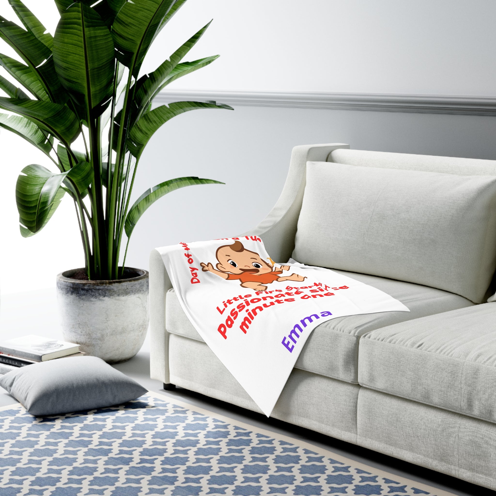 Personalized Baby Swaddle Blanket - Born on Tuesday - Little Fire Starter