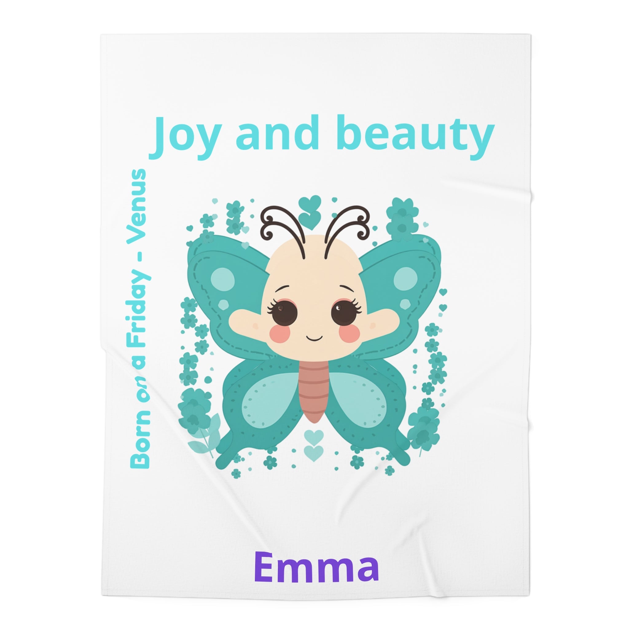 Personalized Baby Swaddle Blanket - Born on Friday - Joy and Beauty