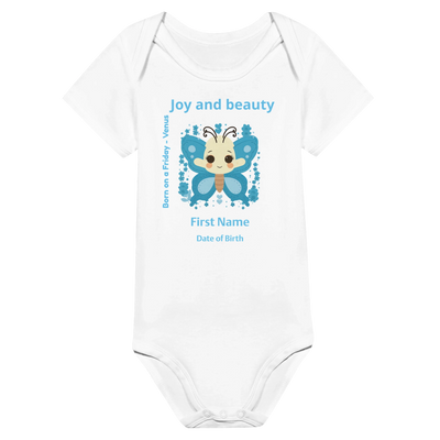 Personalized Baby Bodysuit - Born on Friday - Joy and Beauty