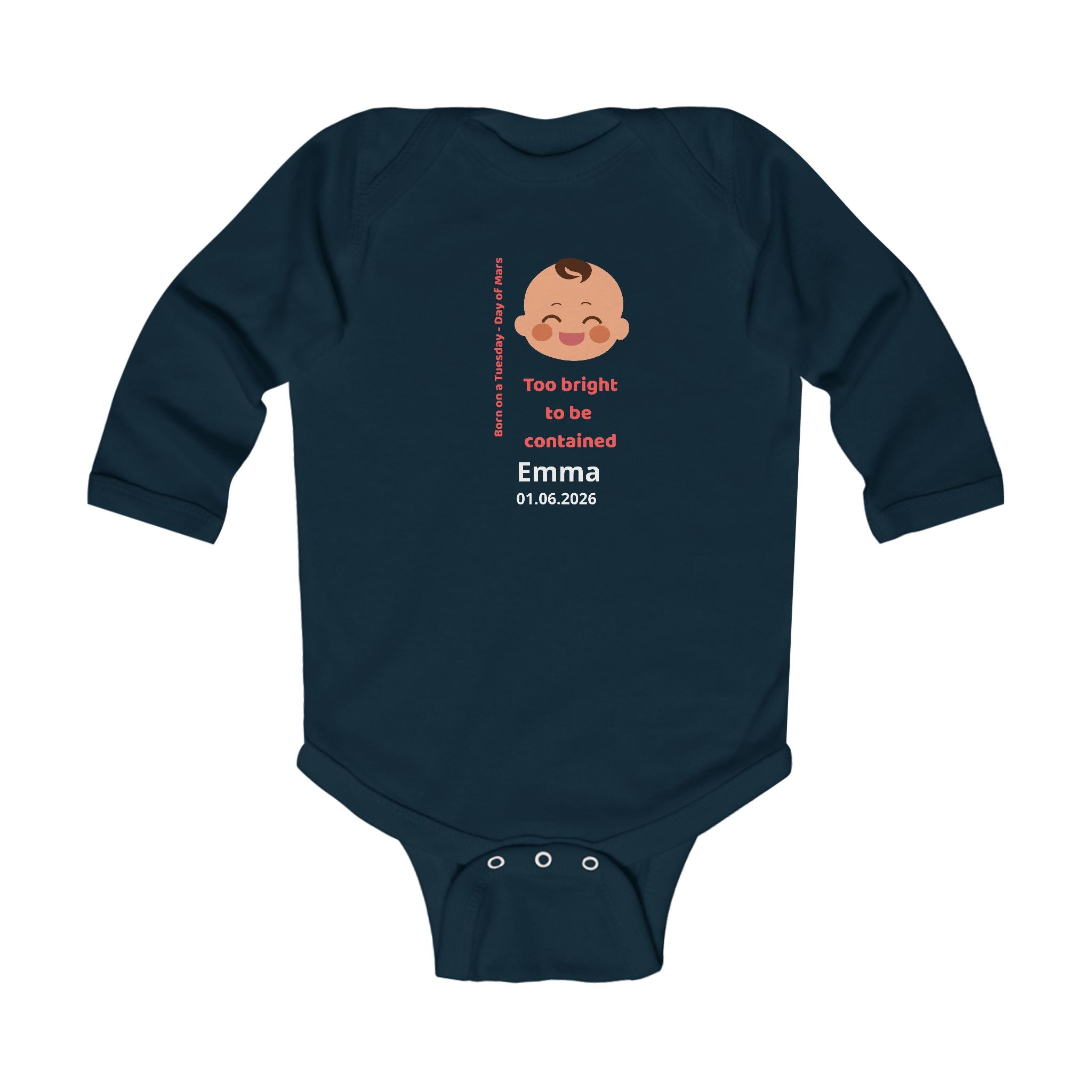 Personalized Baby Pajama - Born on Tuesday - Too Bright to Be Contained