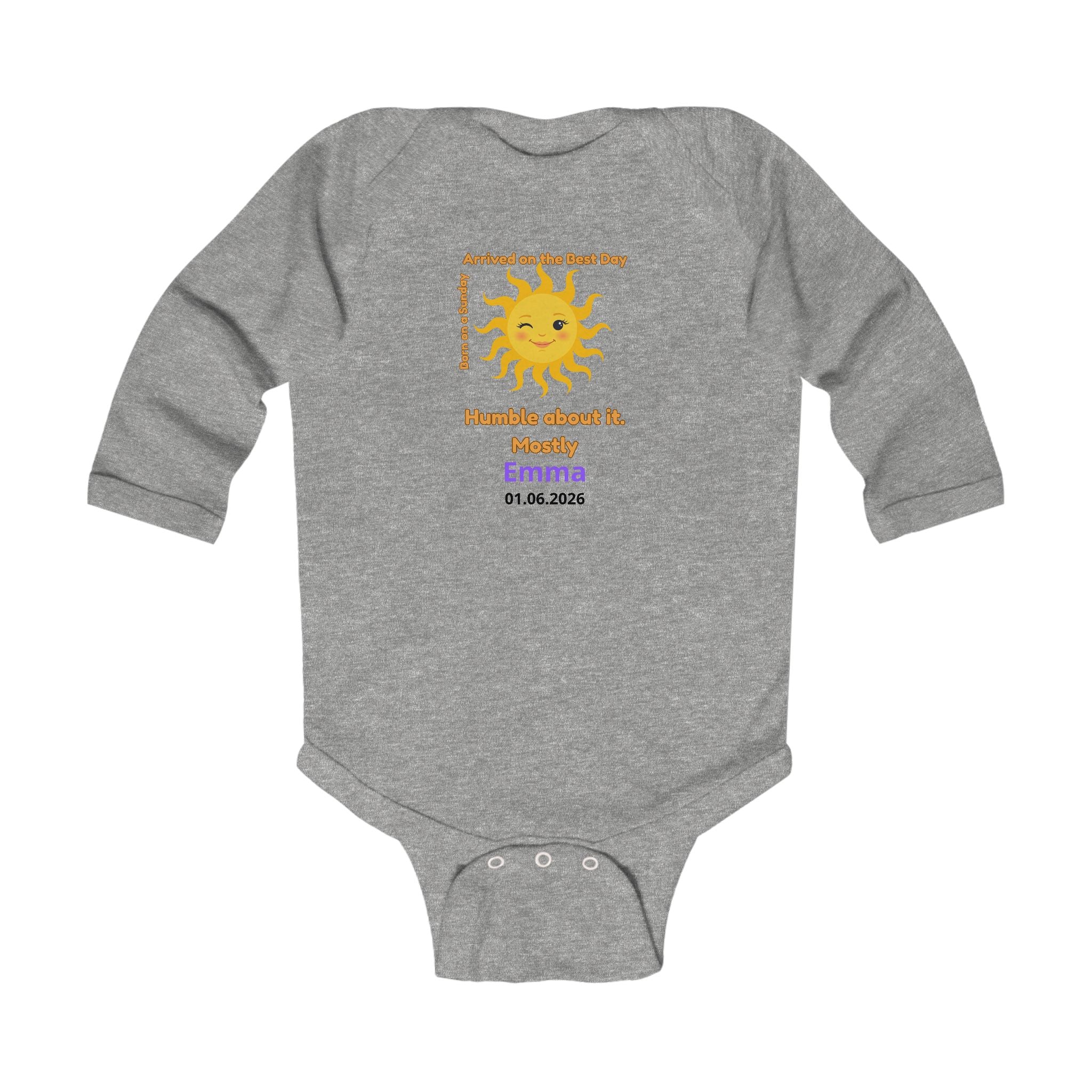 Personalized Baby Pajama - Born on Sunday - Humble and Happy