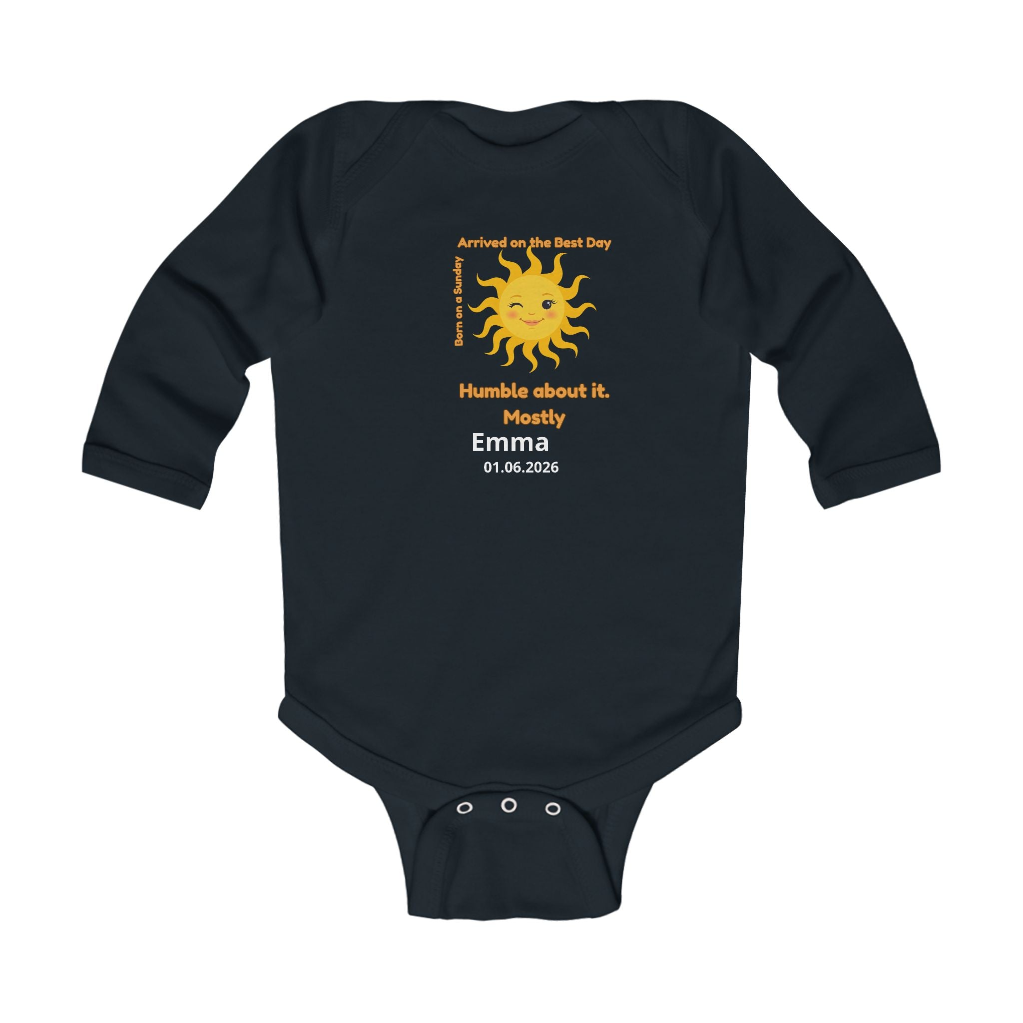 Personalized Baby Pajama - Born on Sunday - Humble and Happy