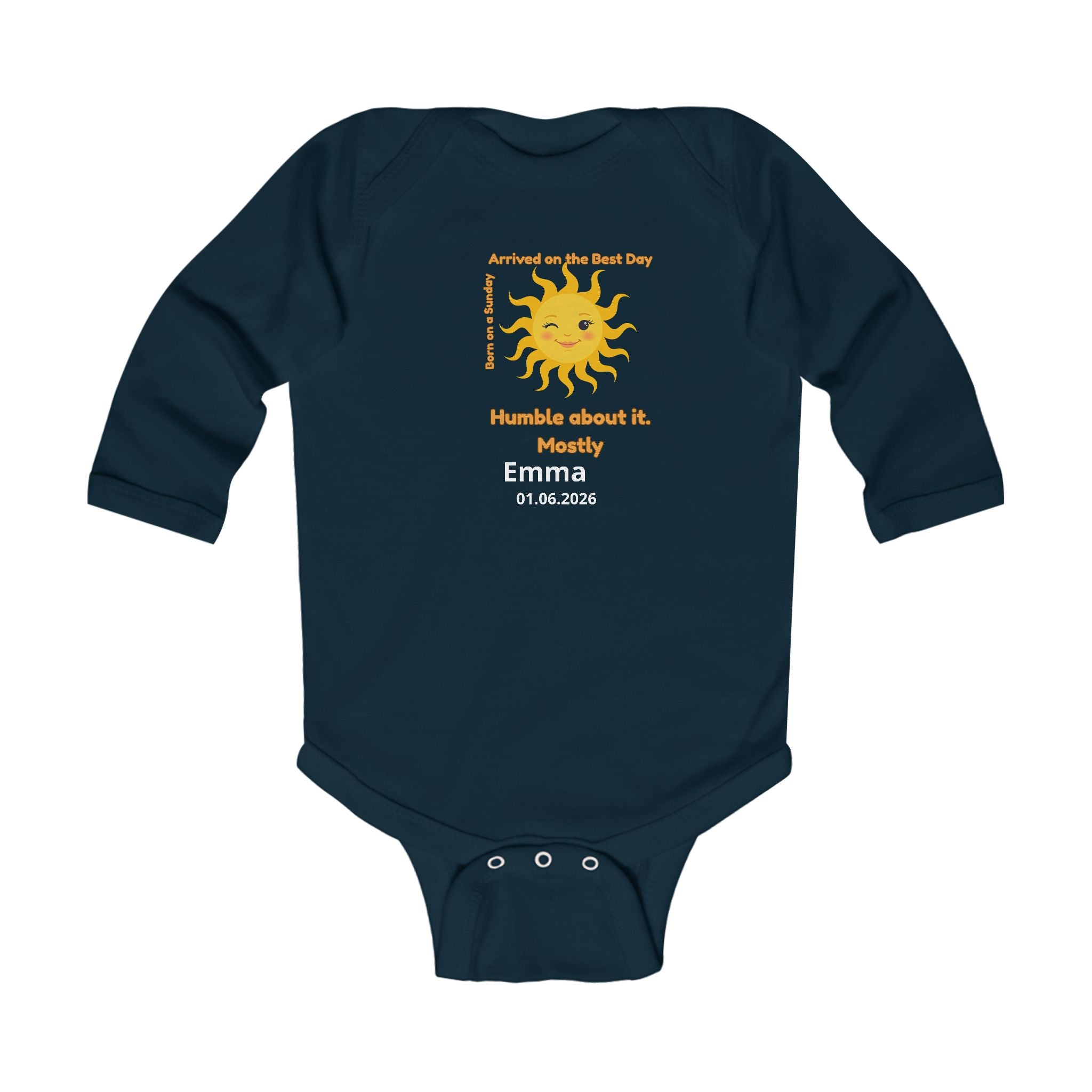 Personalized Baby Pajama - Born on Sunday - Humble and Happy