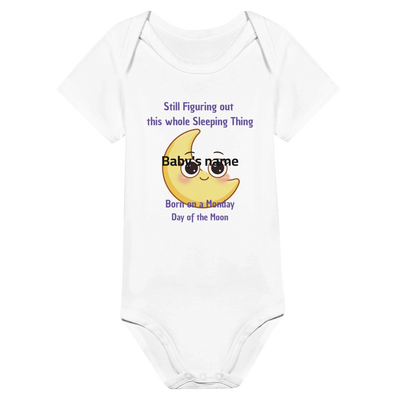 Personalized Baby Bodysuit - Born on a Monday - Still Figuring Out Sleep