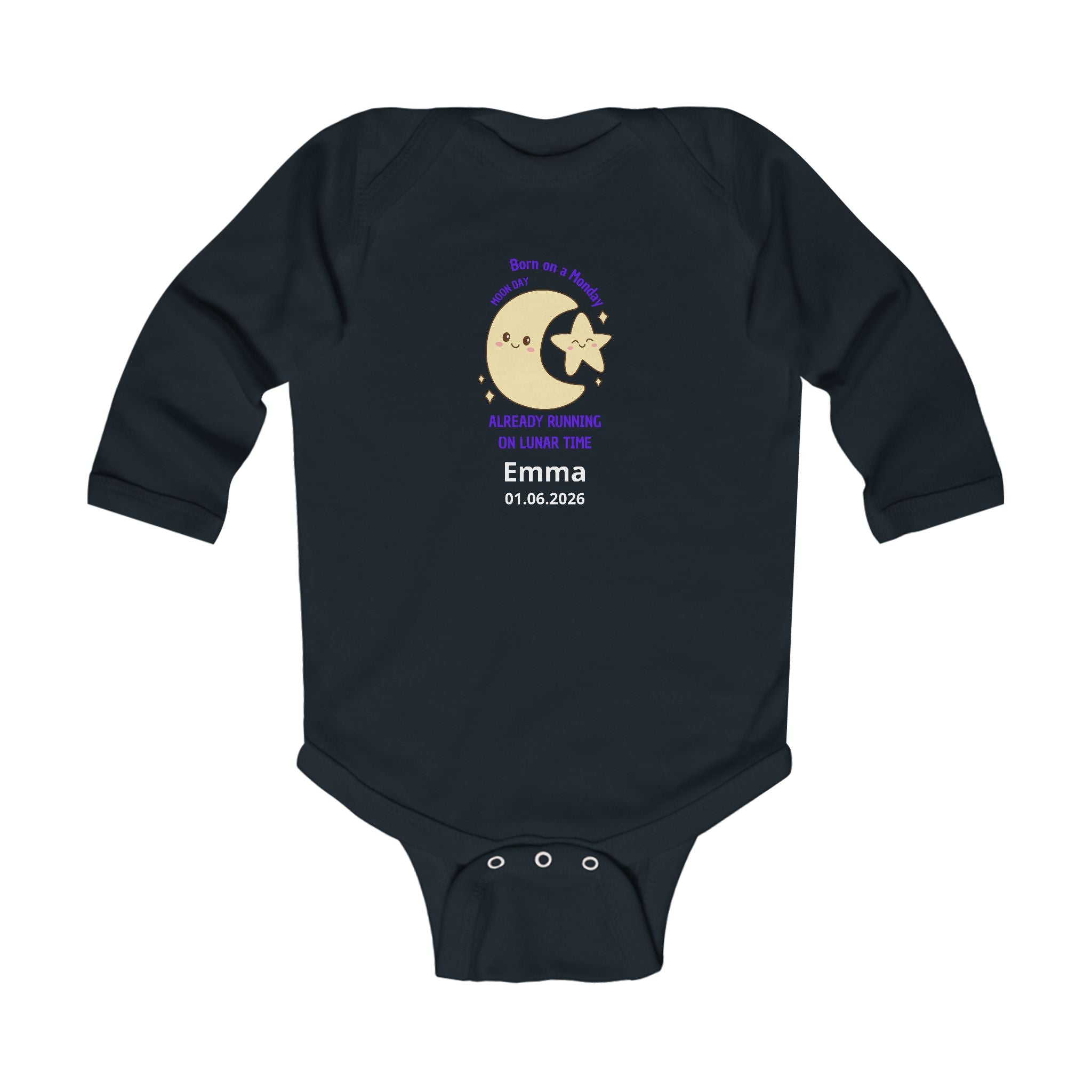 Personalized Baby Pajama - Born on Monday - Running on Lunar Time