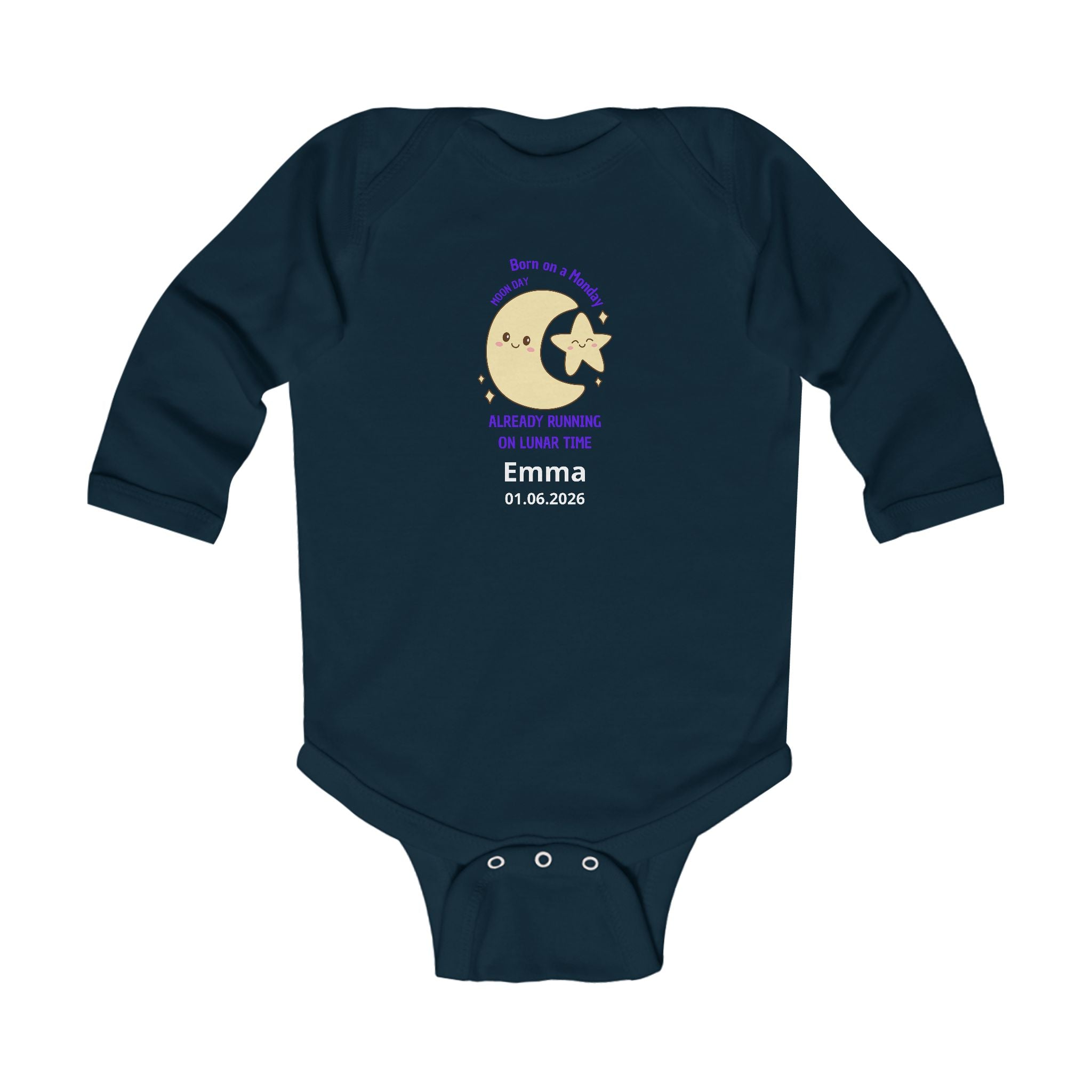 Personalized Baby Pajama - Born on Monday - Running on Lunar Time