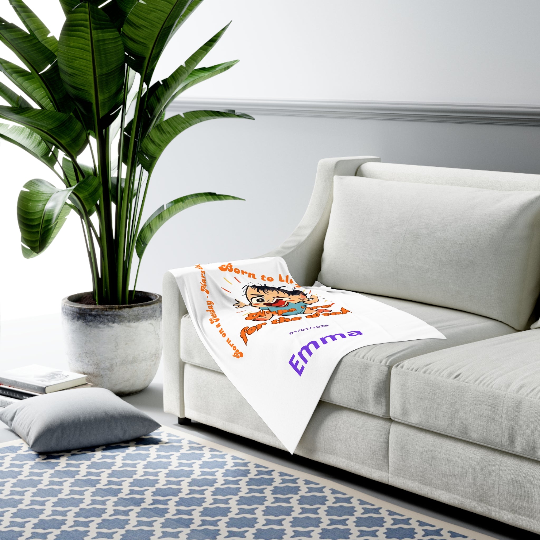 Personalized Baby Swaddle Blanket - Born on Tuesday - Naps Are for the Weak