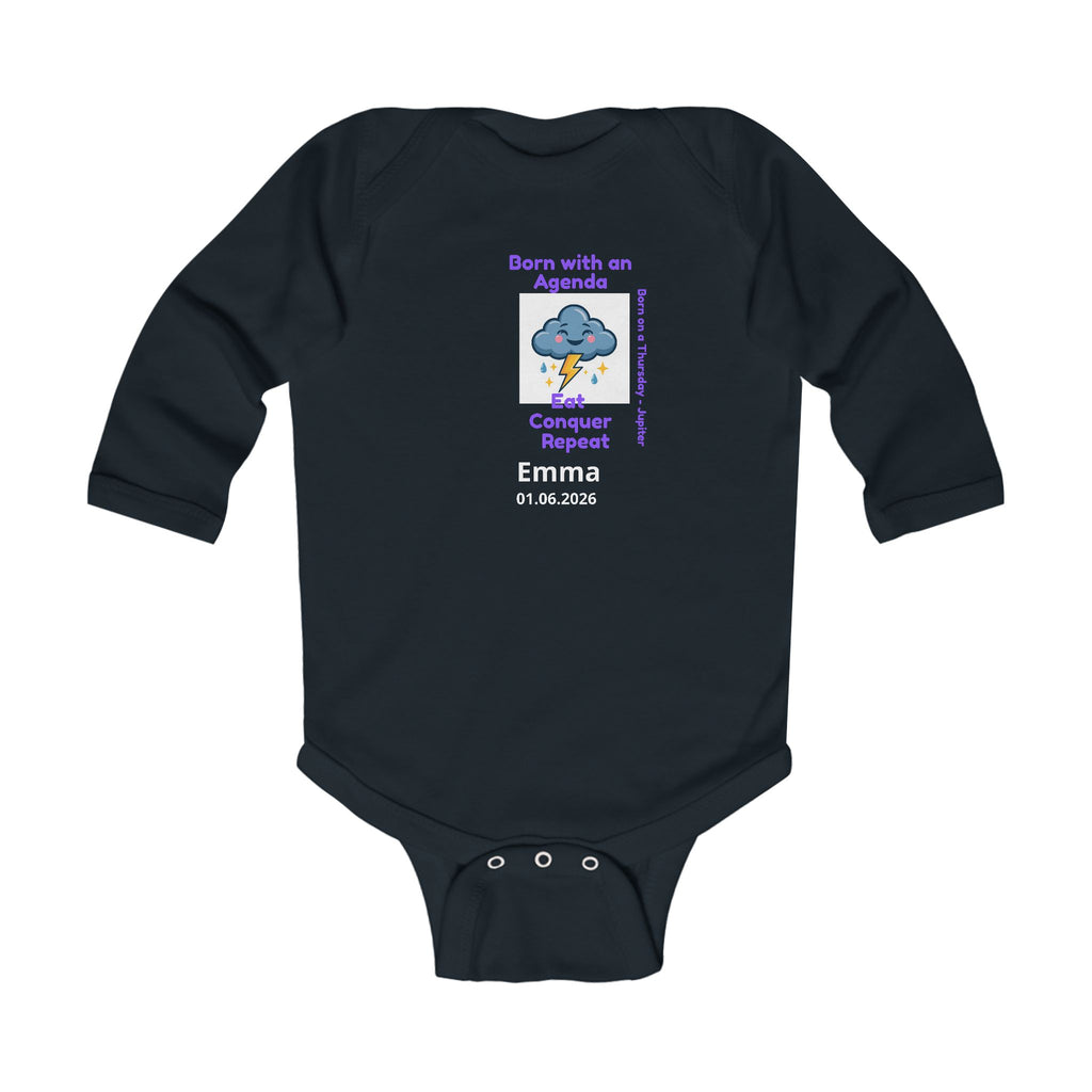 Personalized Baby Pajama - Born on Thursday - Born With an Agenda