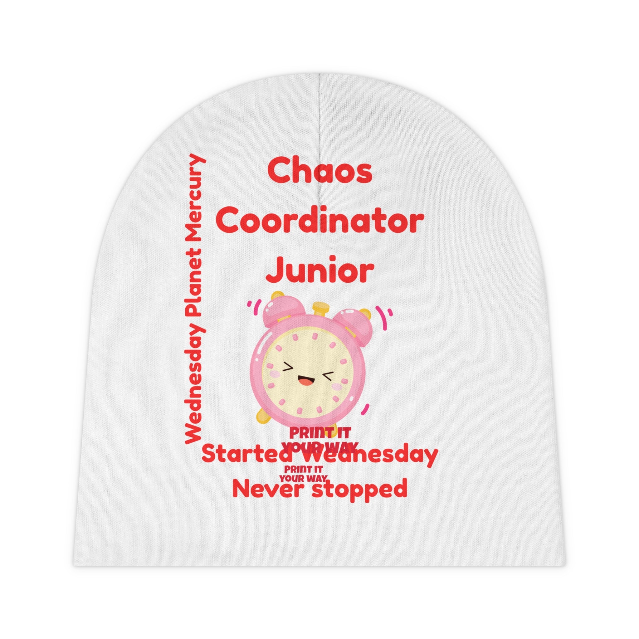 Personalized Baby Beanie - Born on Wednesday - Chaos Coordinator