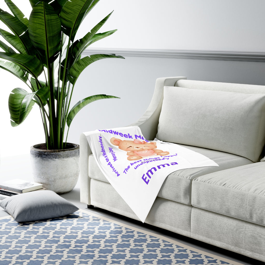 Personalized Baby Swaddle Blanket - Born on Wednesday - Midweek Magic