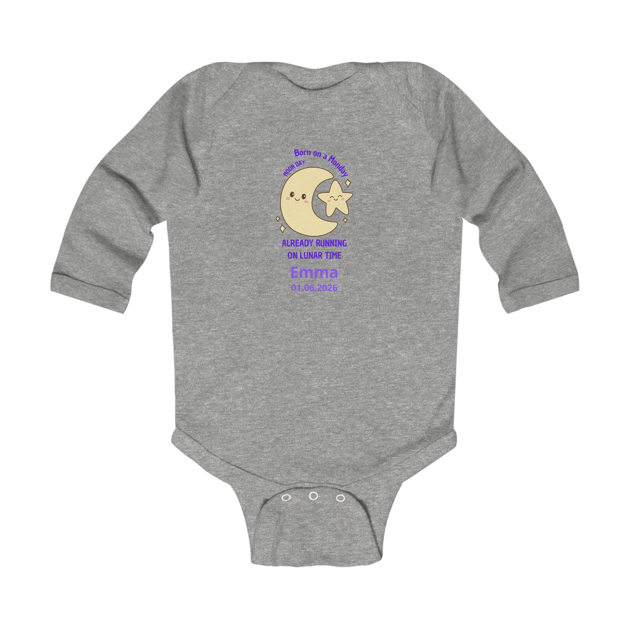 Personalized Baby Pajama - Born on Monday - Running on Lunar Time