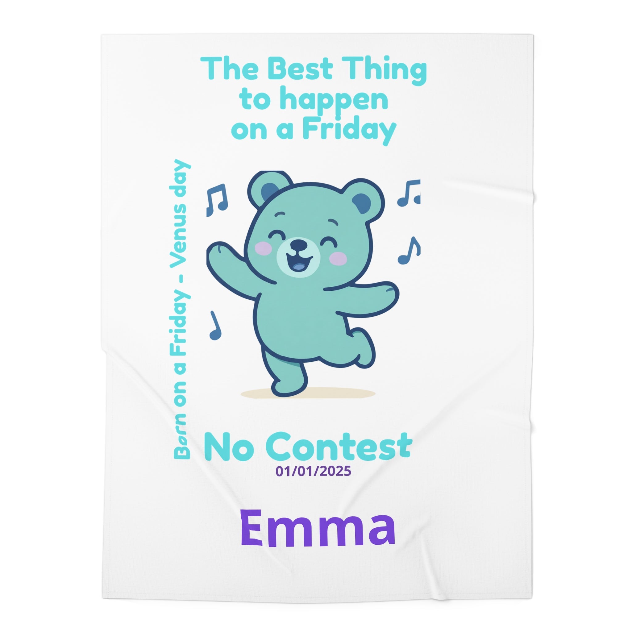 Personalized Baby Swaddle Blanket - Born on Friday - No Contest