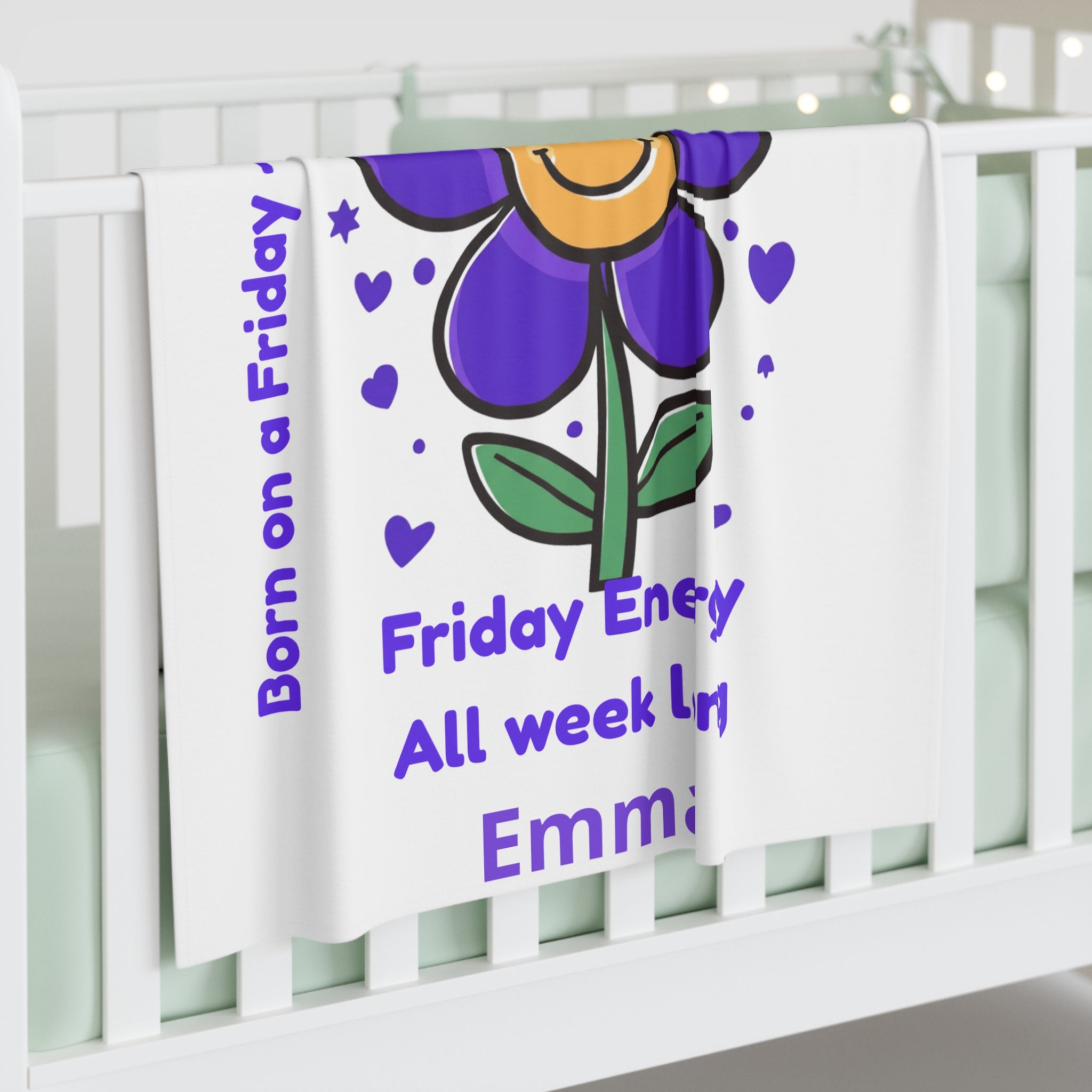 Personalized Baby Swaddle Blanket - Born on Friday - Little Party Starter