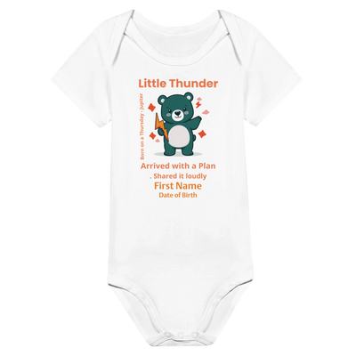 Personalized Baby Bodysuit - Born on Thursday - Little Thunder
