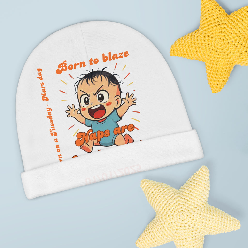 Personalized Baby Beanie - Born on Tuesday - Naps are for the weak