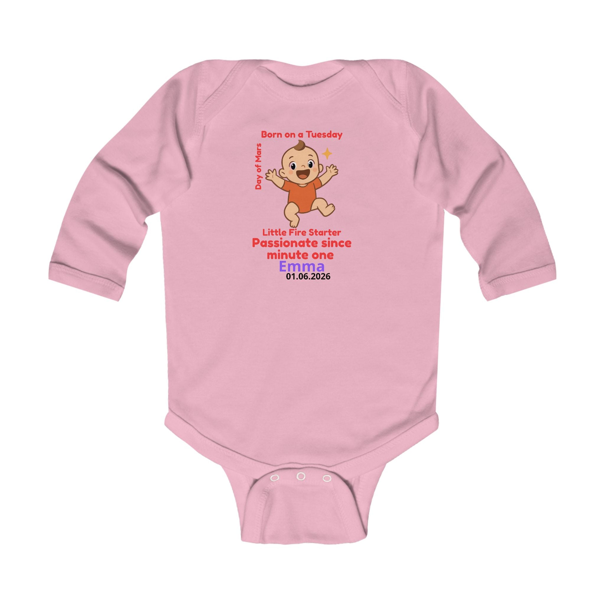 Personalized Baby Pajama - Born on Tuesday - Passionate Since Minute One