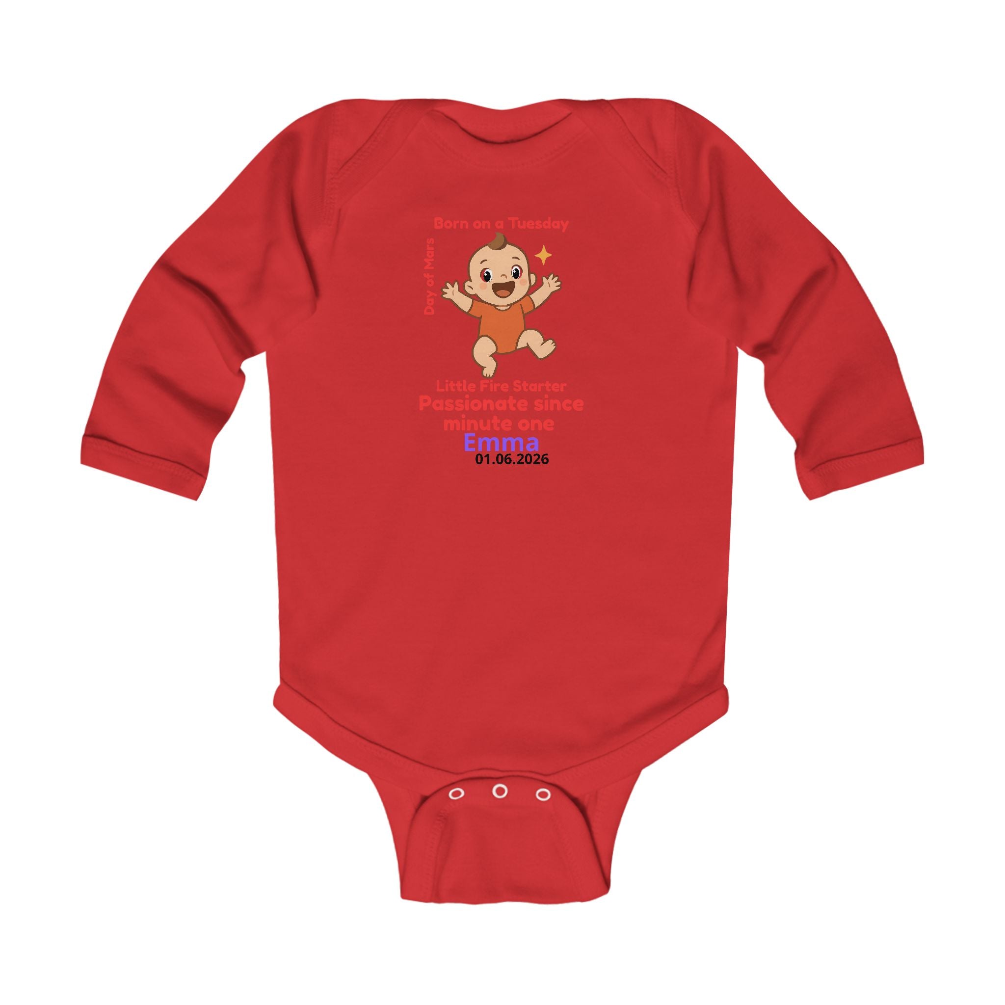 Personalized Baby Pajama - Born on Tuesday - Passionate Since Minute One