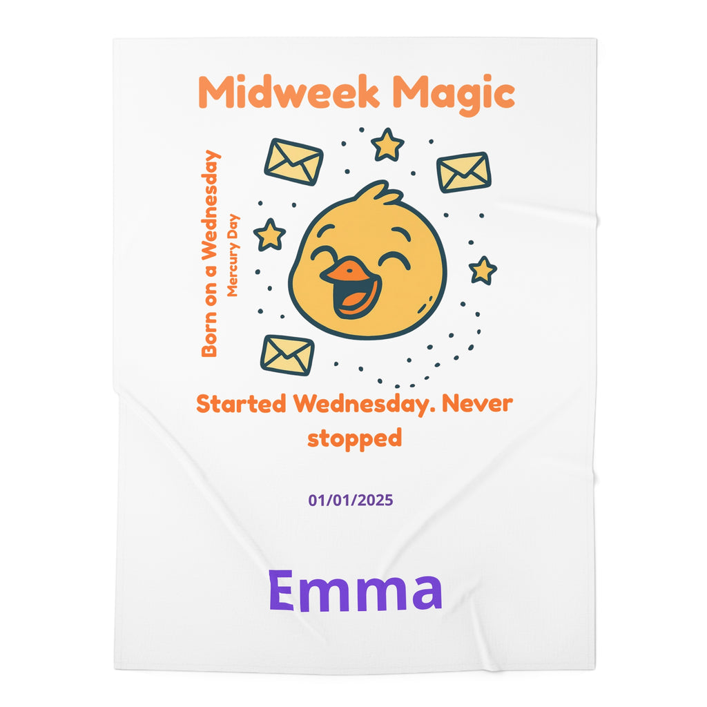 Personalized Baby Swaddle Blanket - Born on Wednesday - Started Wednesday Never Stopped