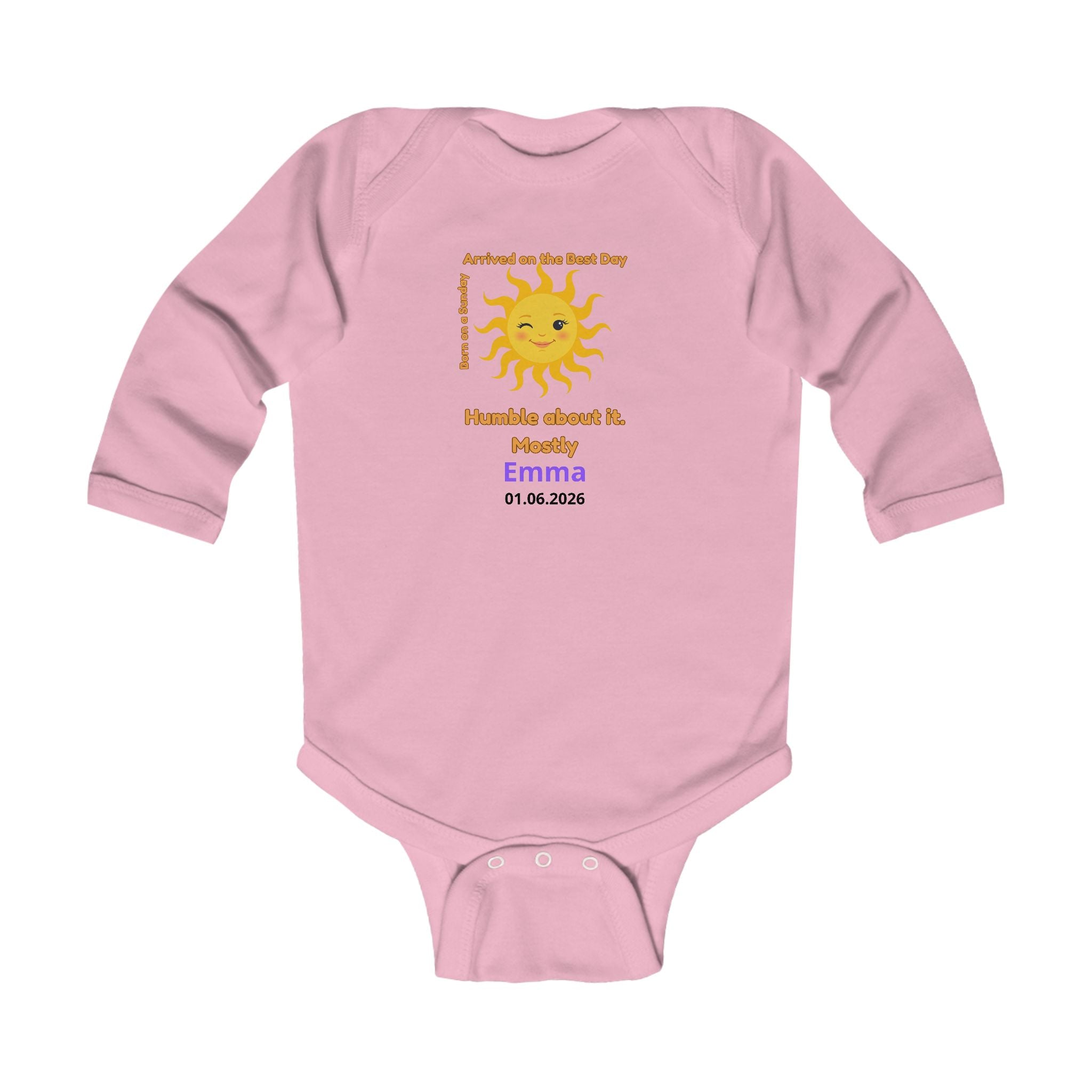 Personalized Baby Pajama - Born on Sunday - Humble and Happy