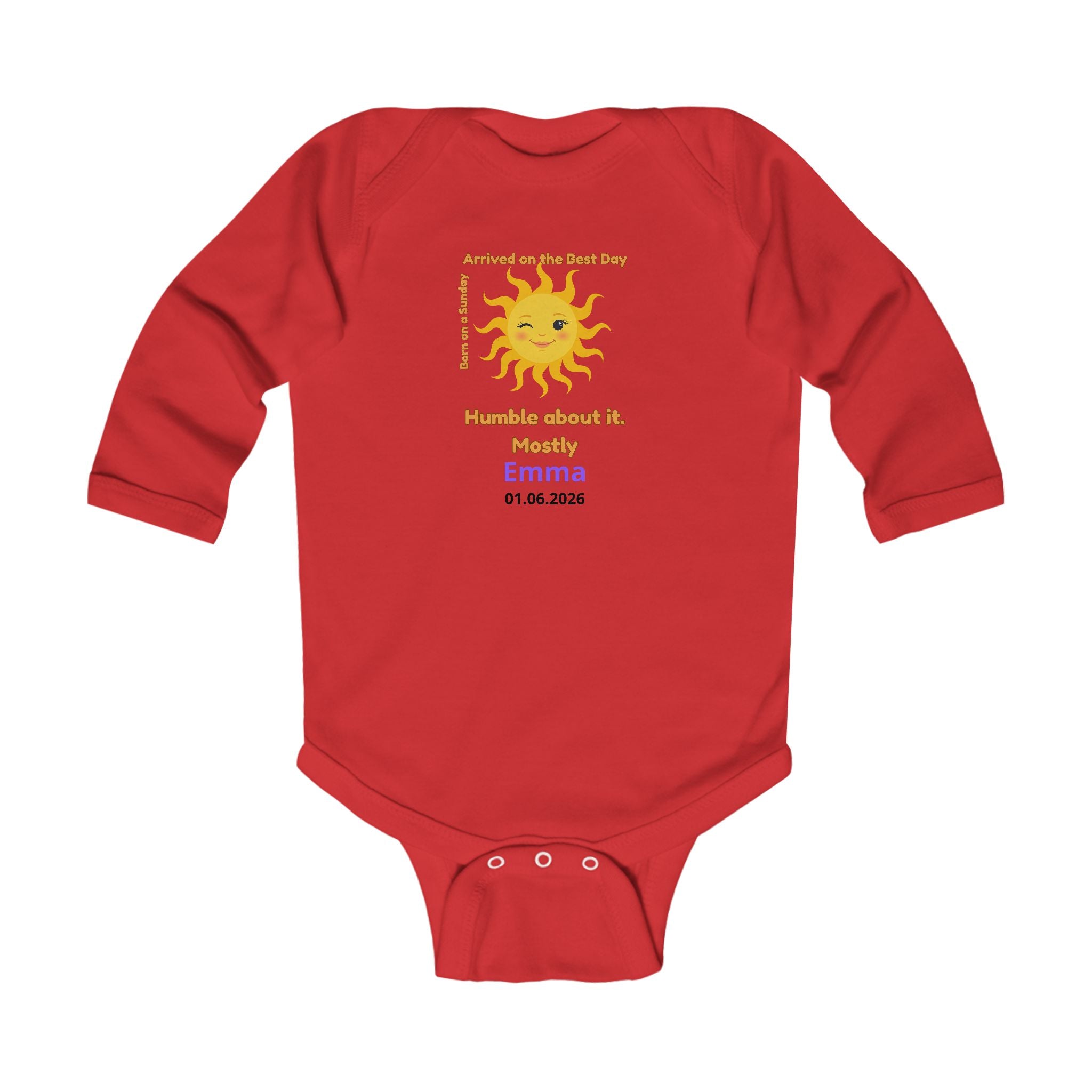 Personalized Baby Pajama - Born on Sunday - Humble and Happy