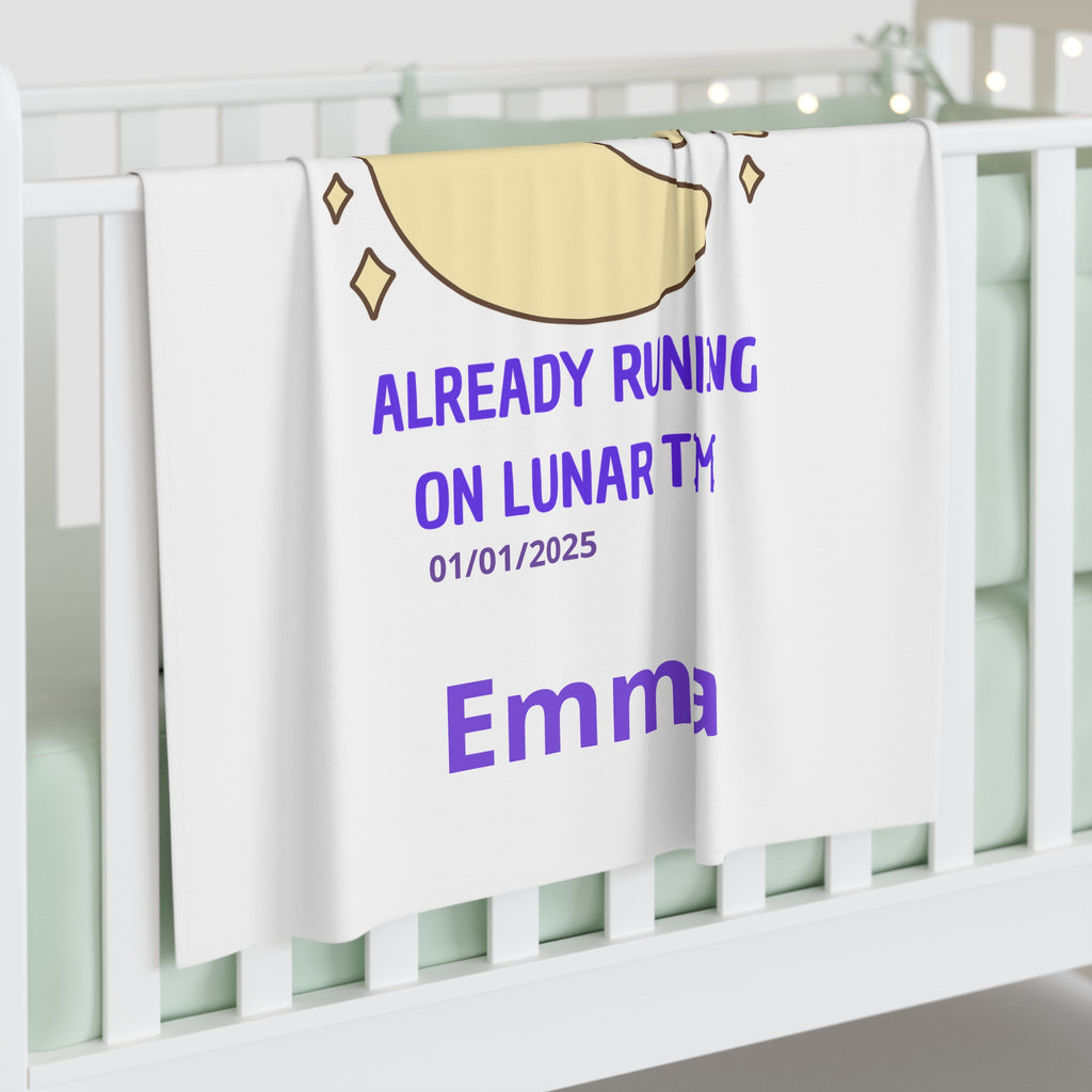 Personalized Baby Swaddle Blanket - Born on Monday - Already Running on Lunar Time