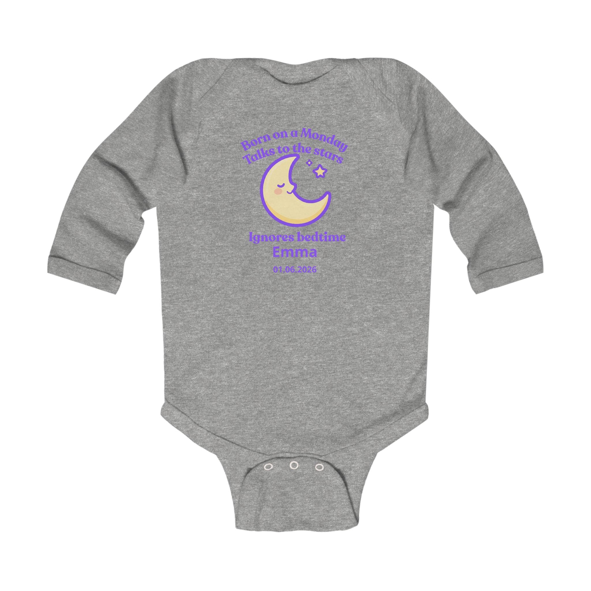 Personalized Baby Pajama - Born on Monday - Ignores Bedtime
